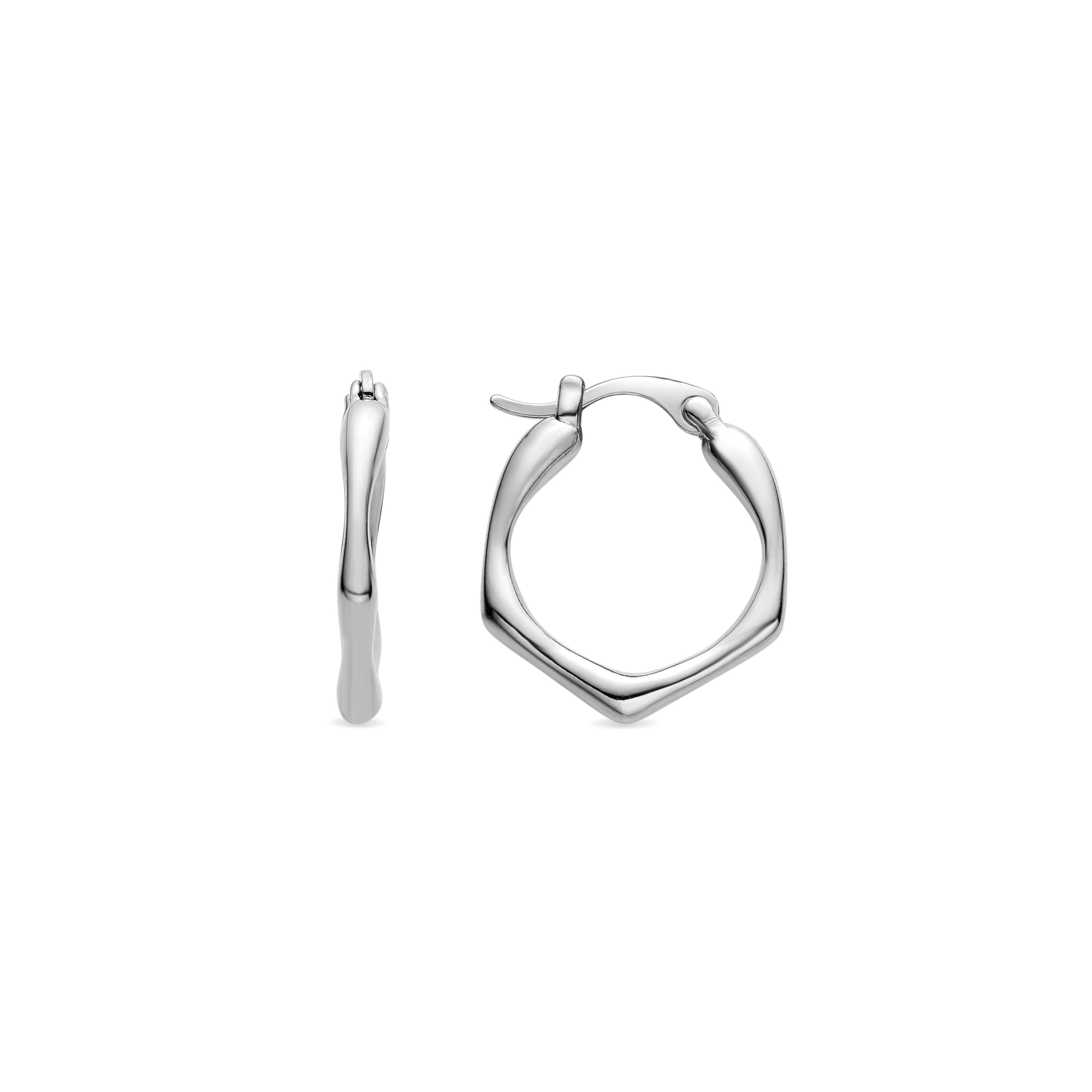 13mm diameter rhodium finished earrings - Meria