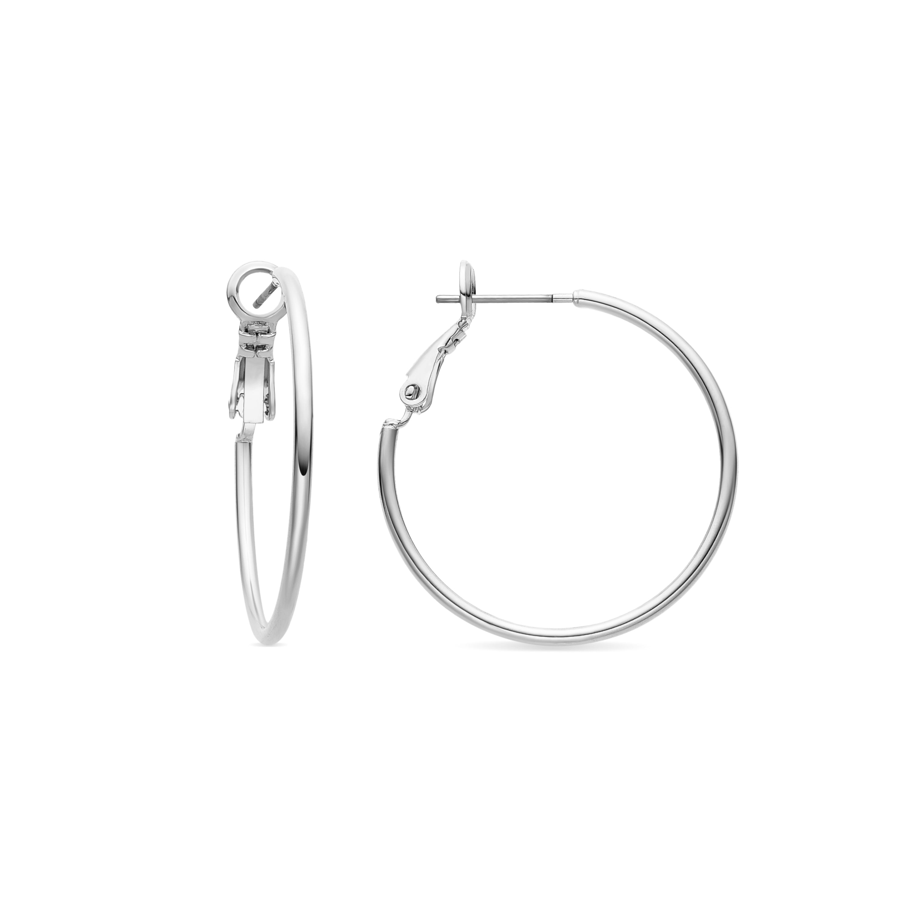 30mm Durchmesser Ohrringe mit Rhodium-Finish - Kelxo