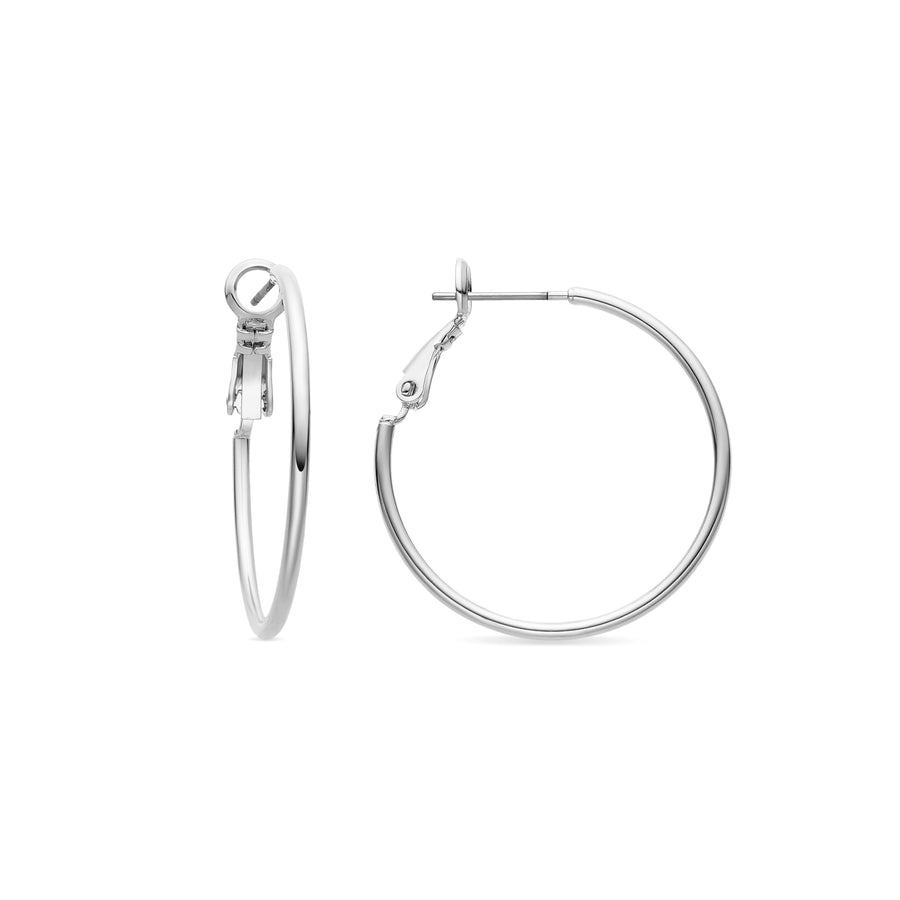 Pendientes de 30mm de diámetro acabados en rodio - Kelxo