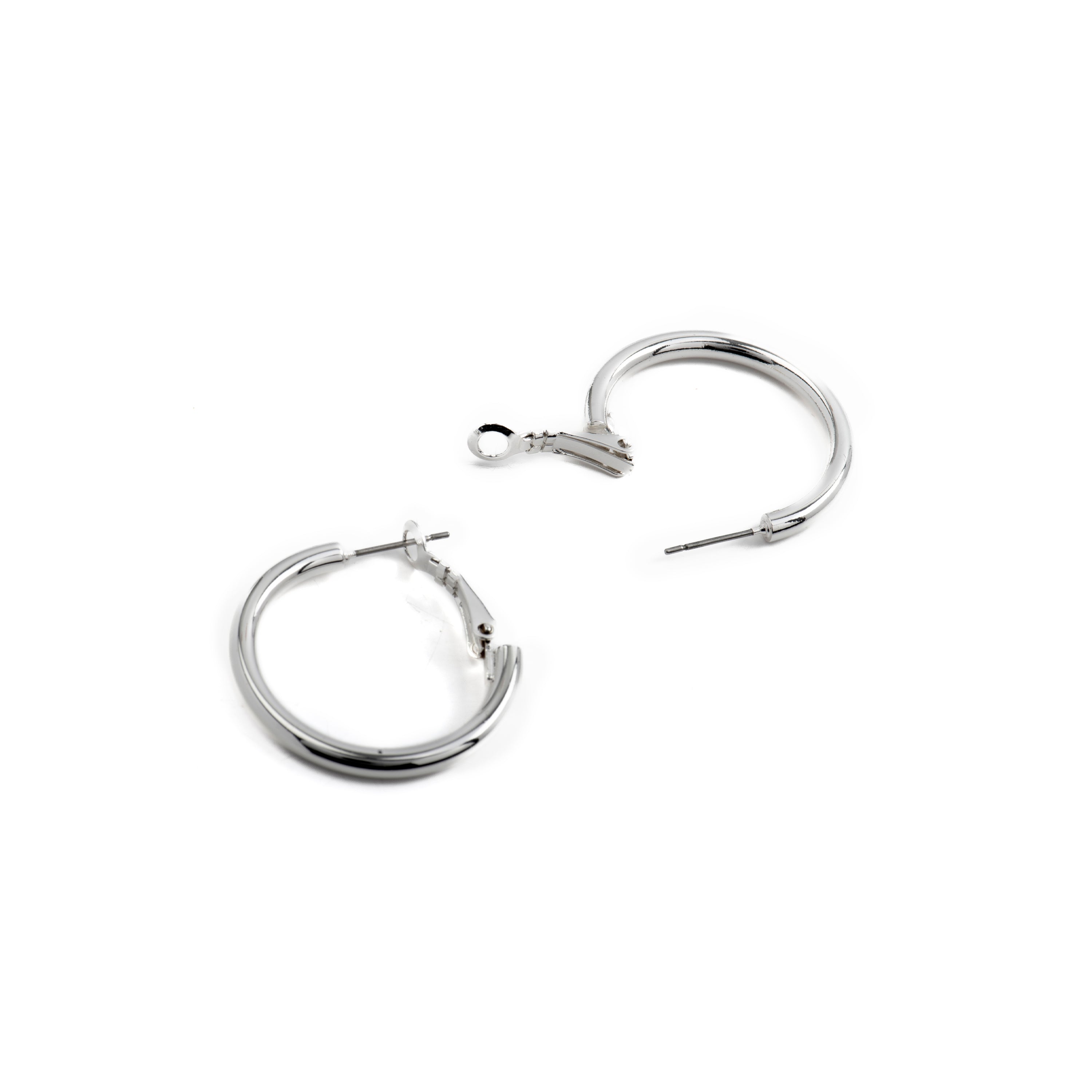 30mm Durchmesser Ohrringe mit Rhodium-Finish - Kelxo