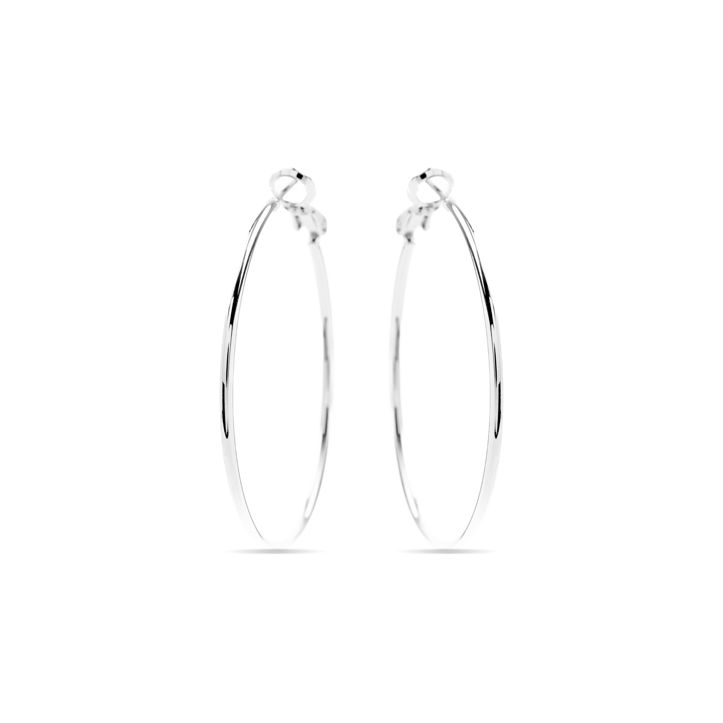 40mm diameter rhodium finished earrings - Kelxo