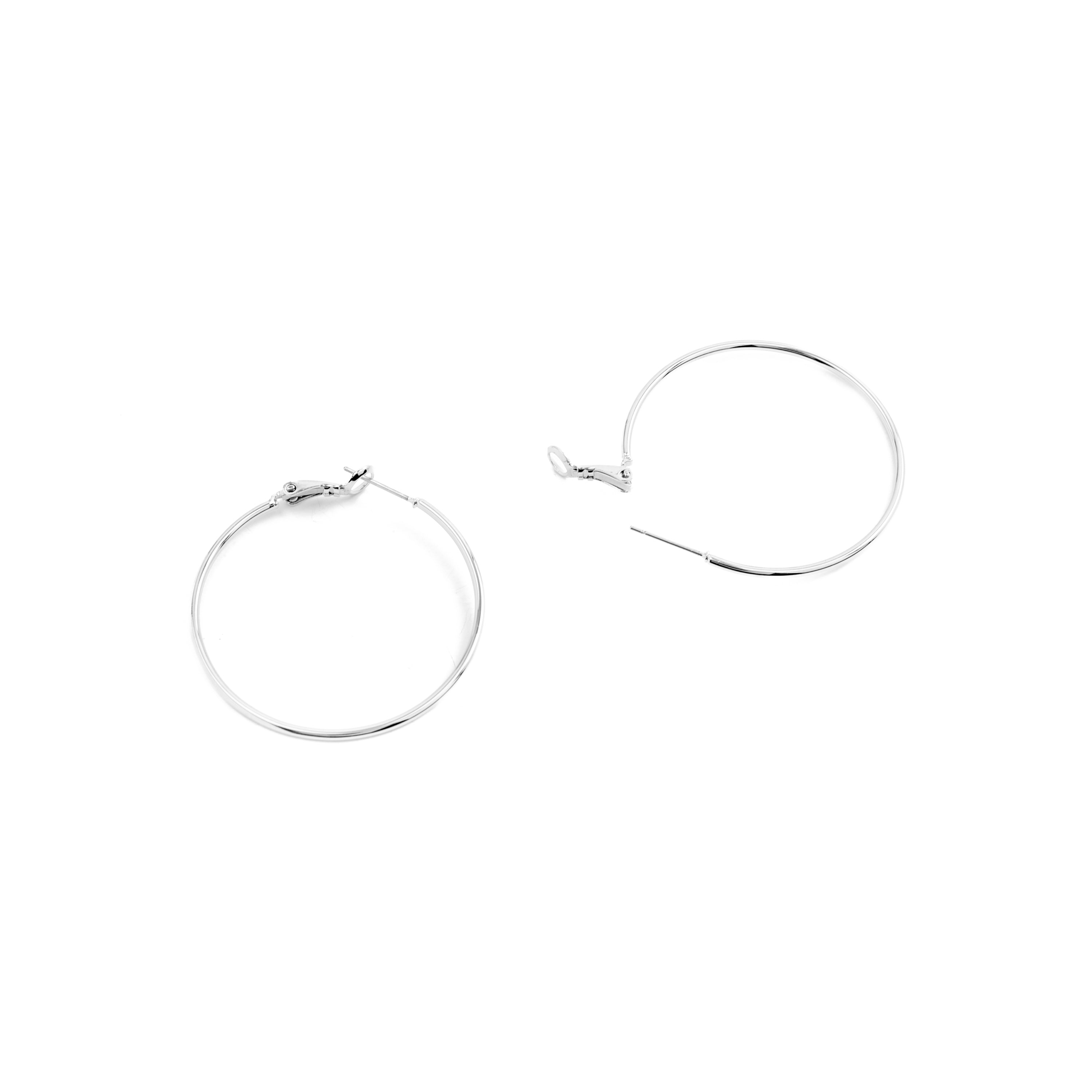 40mm diameter rhodium finished earrings - Kelxo