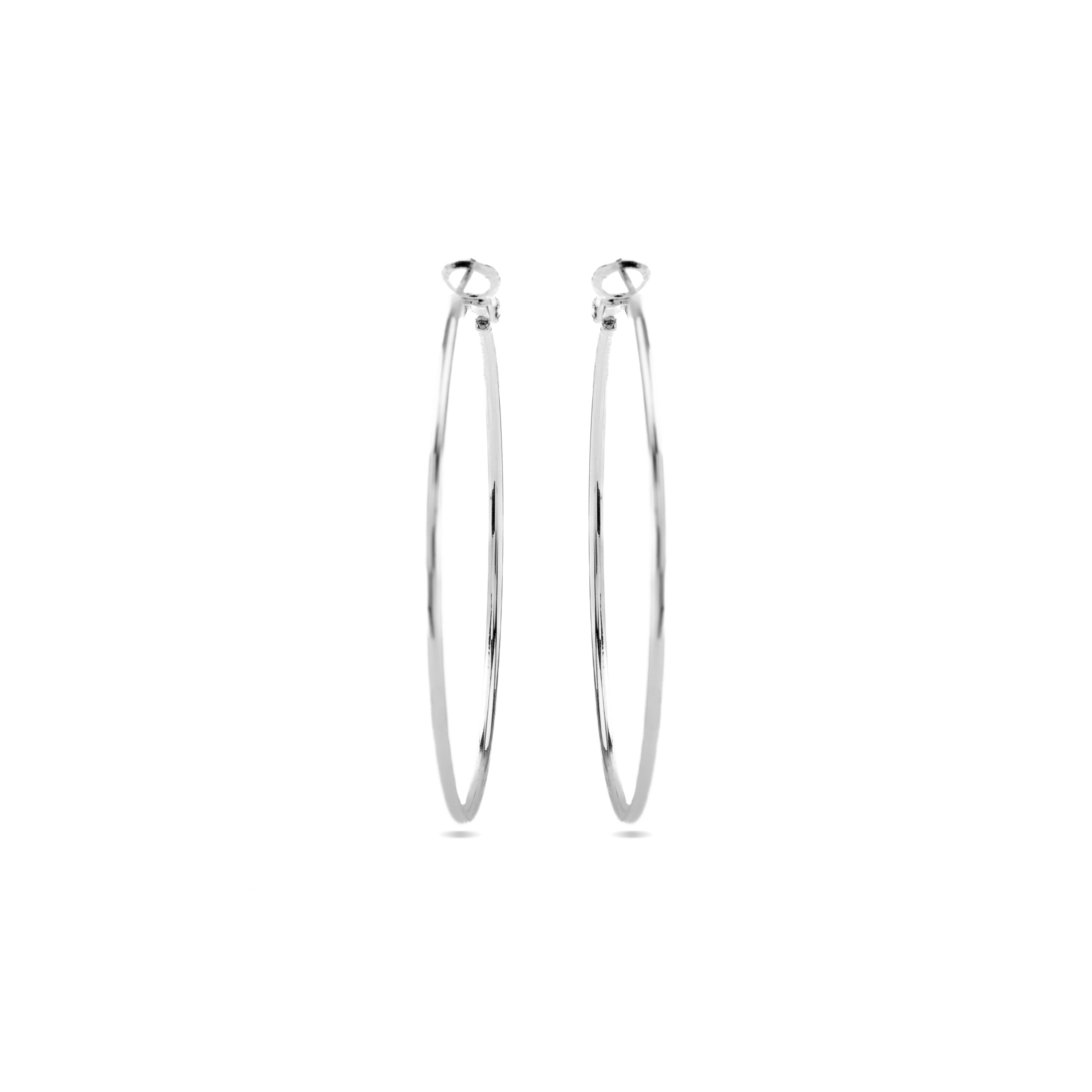 Pendientes de 50mm de diámetro acabados en rodio - Kelxo