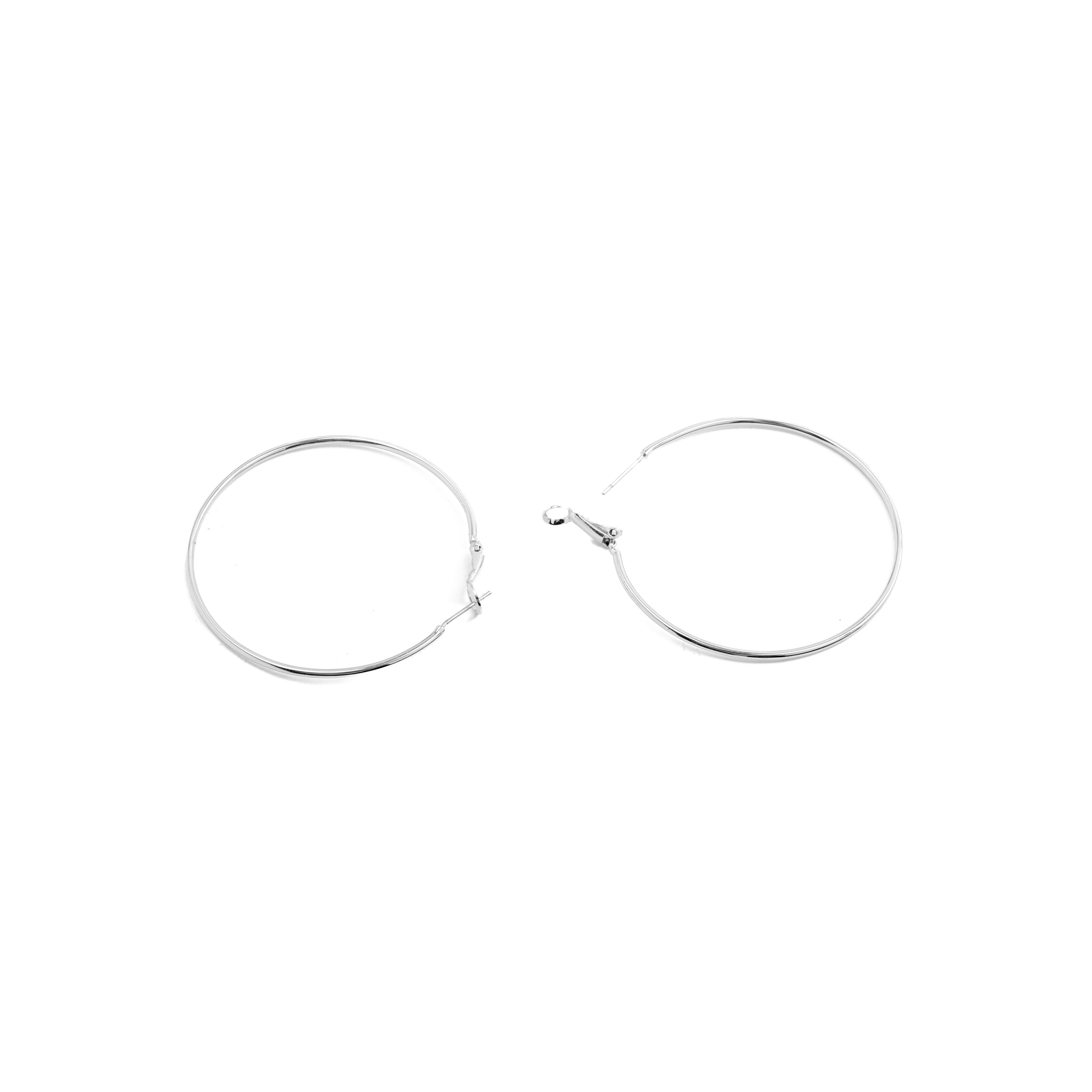 Pendientes de 50mm de diámetro acabados en rodio - Kelxo