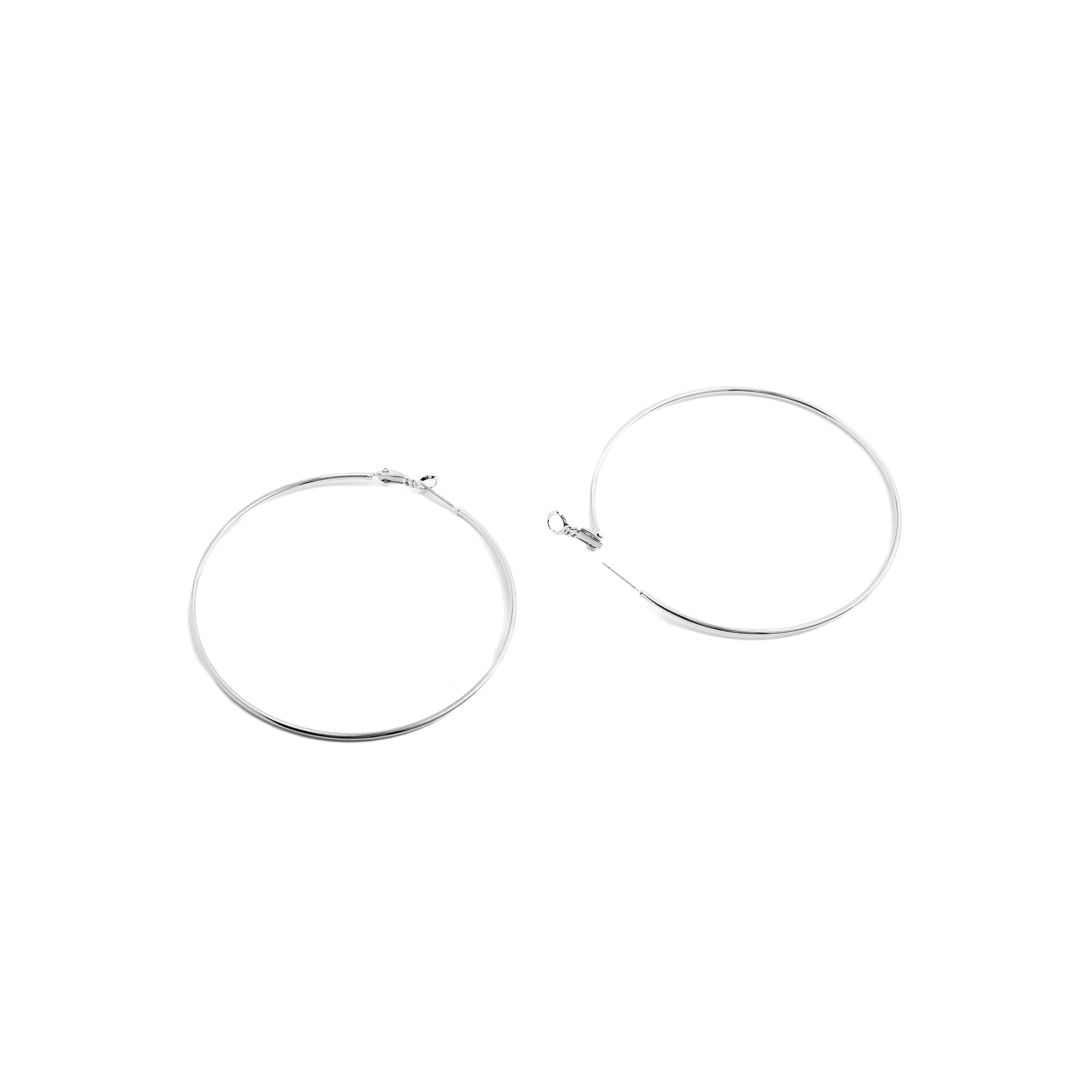 Pendientes de 70mm de diámetro acabados en rodio - Kelxo