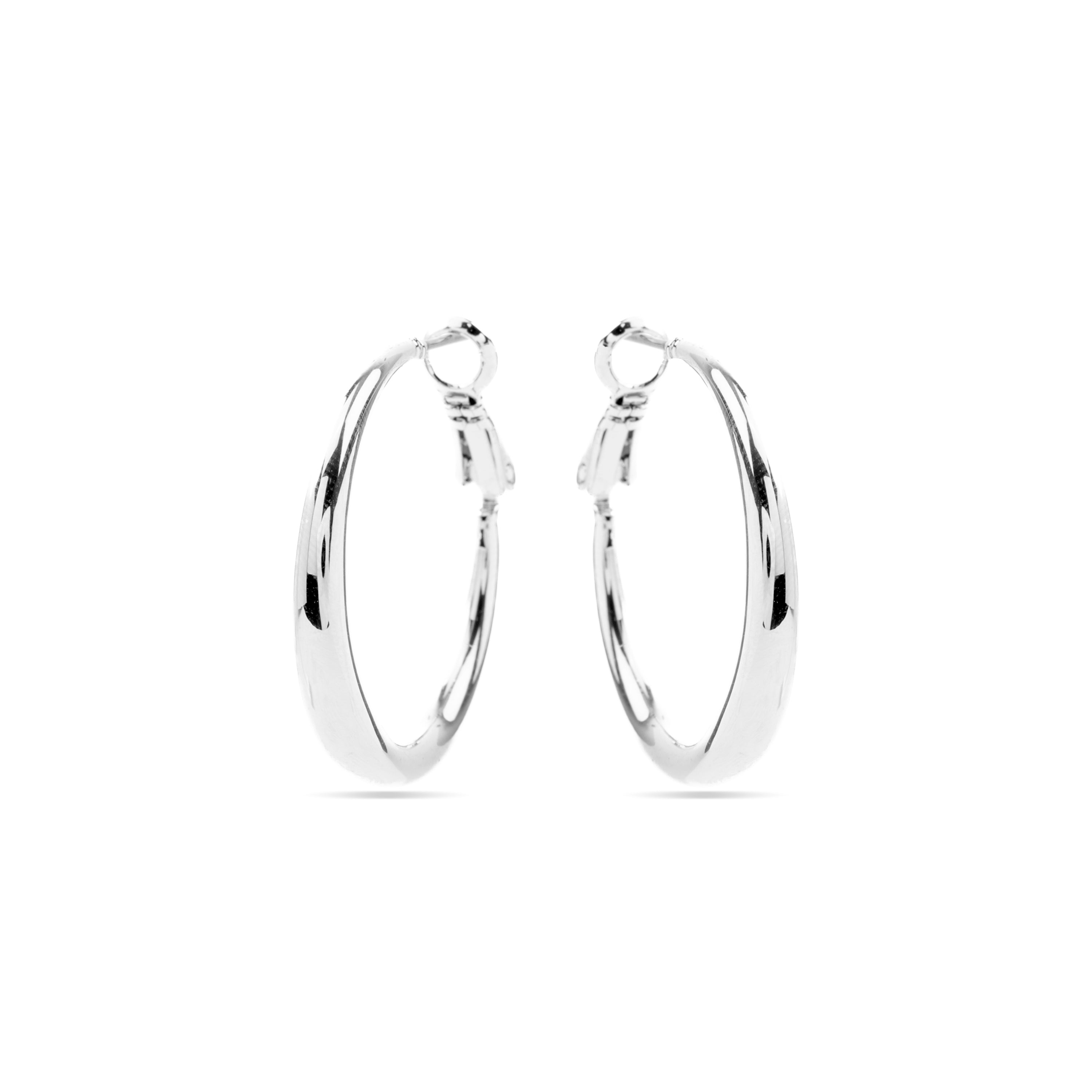 Pendientes de 28mm de diámetro acabados en rodio - Qupa