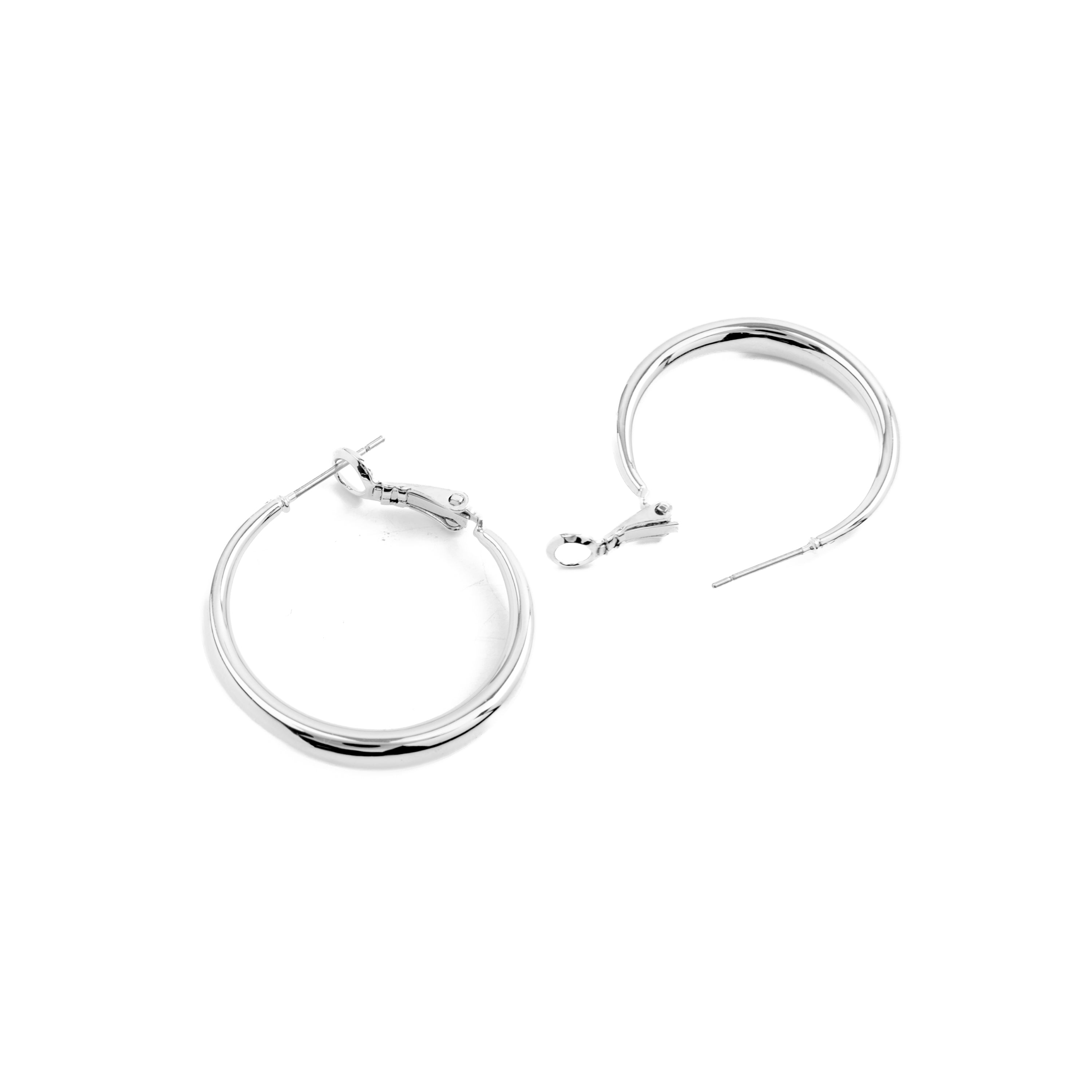 Pendientes de 28mm de diámetro acabados en rodio - Qupa