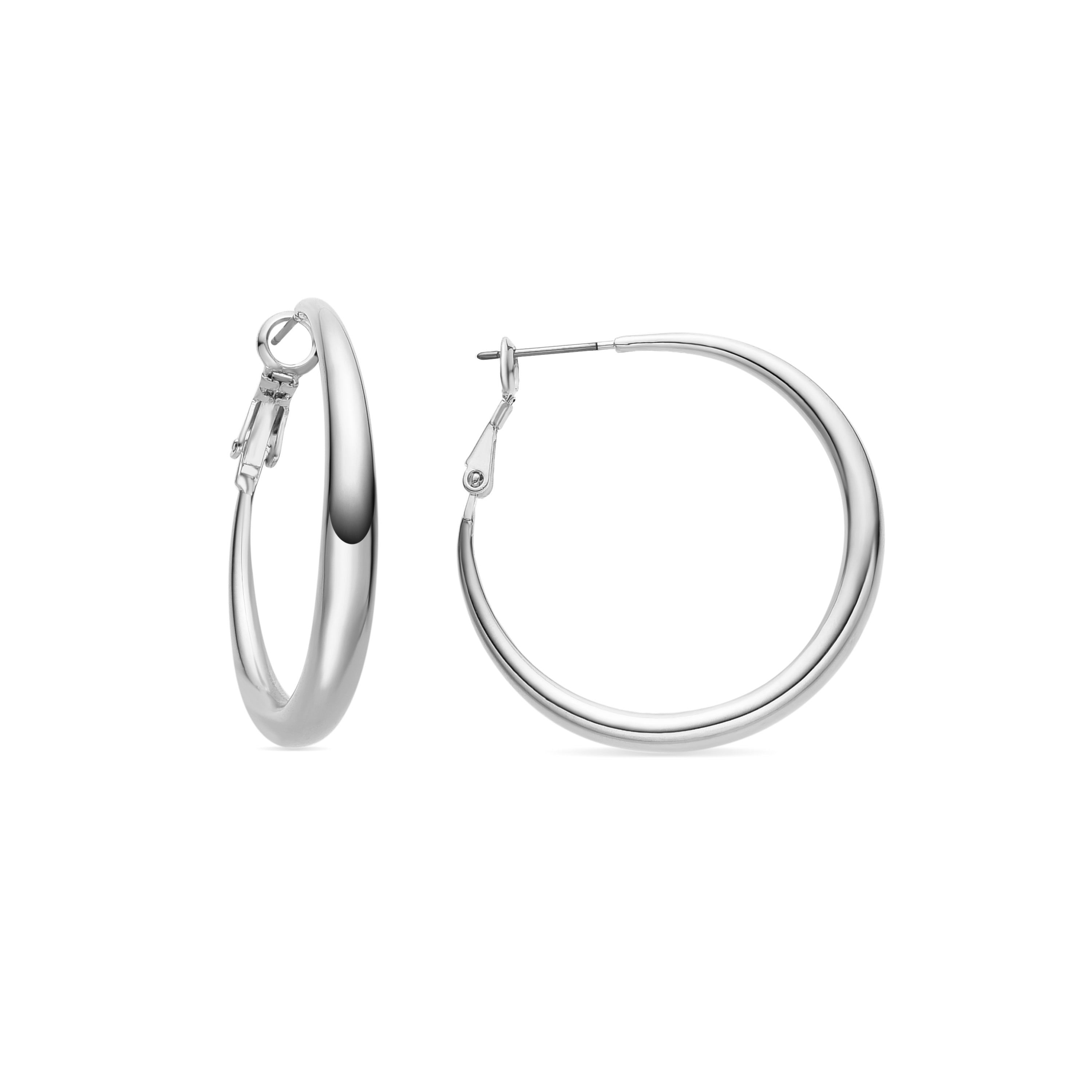 Pendientes de 34mm de diámetro acabados en rodio - Qupa