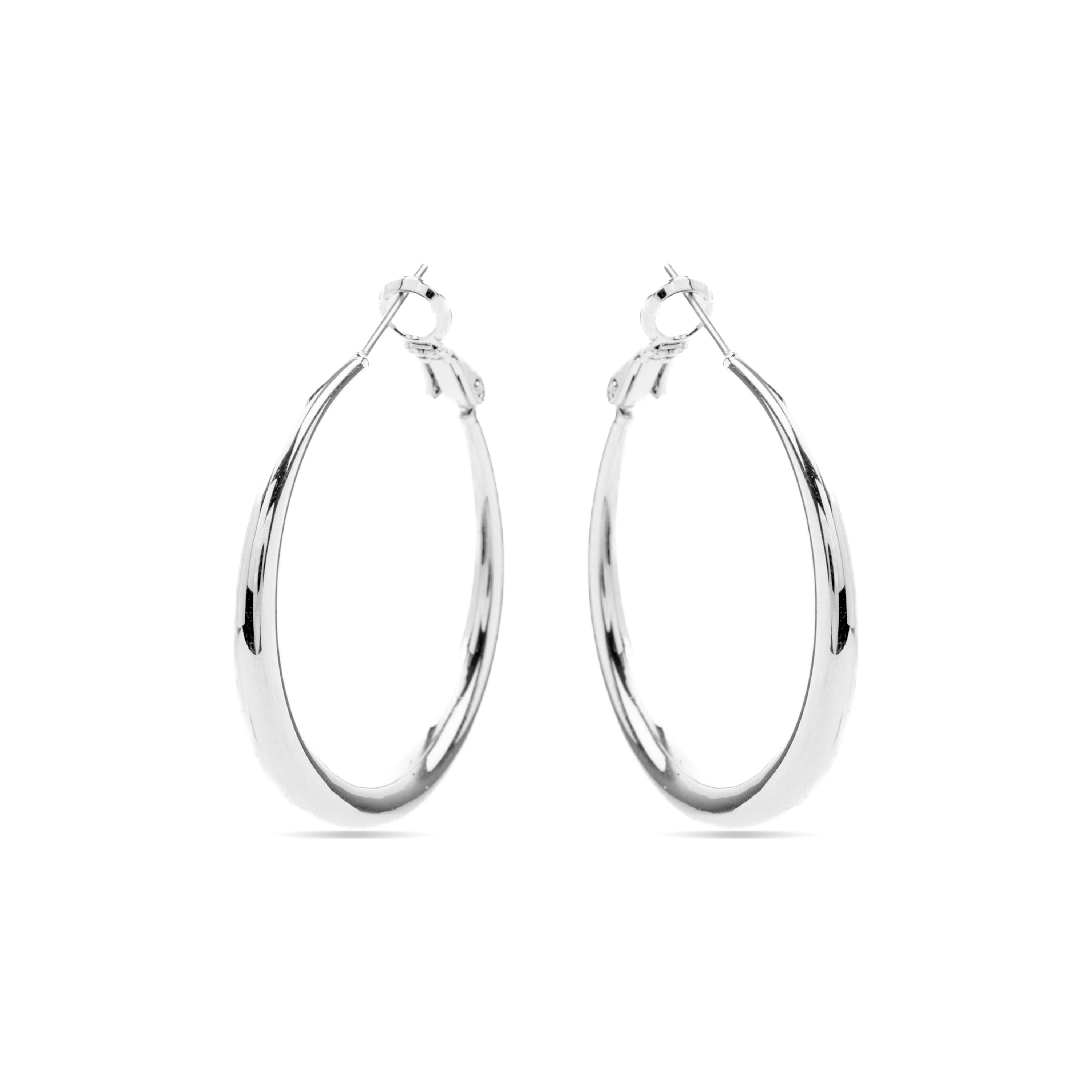 Pendientes de 34mm de diámetro acabados en rodio - Qupa