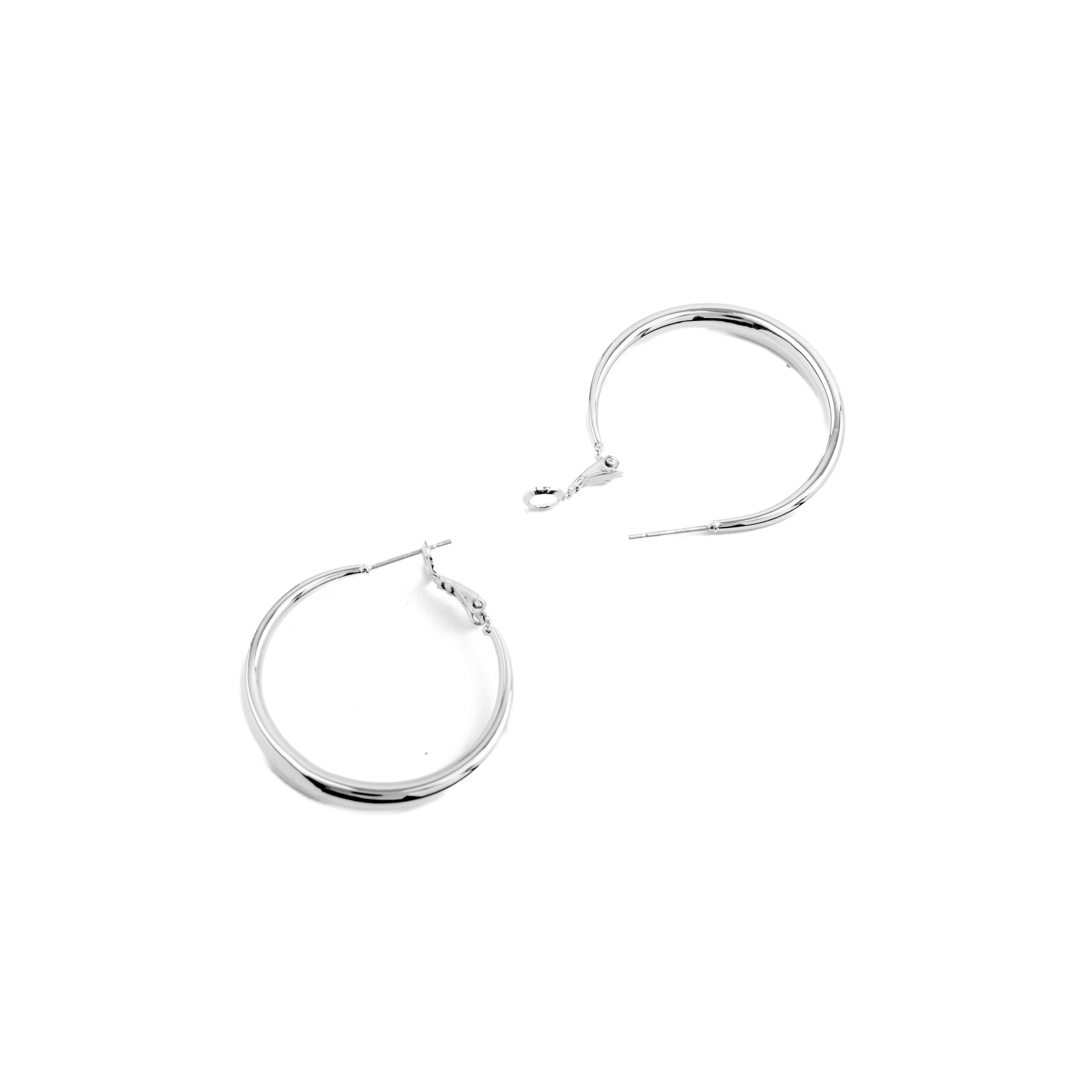 Pendientes de 34mm de diámetro acabados en rodio - Qupa