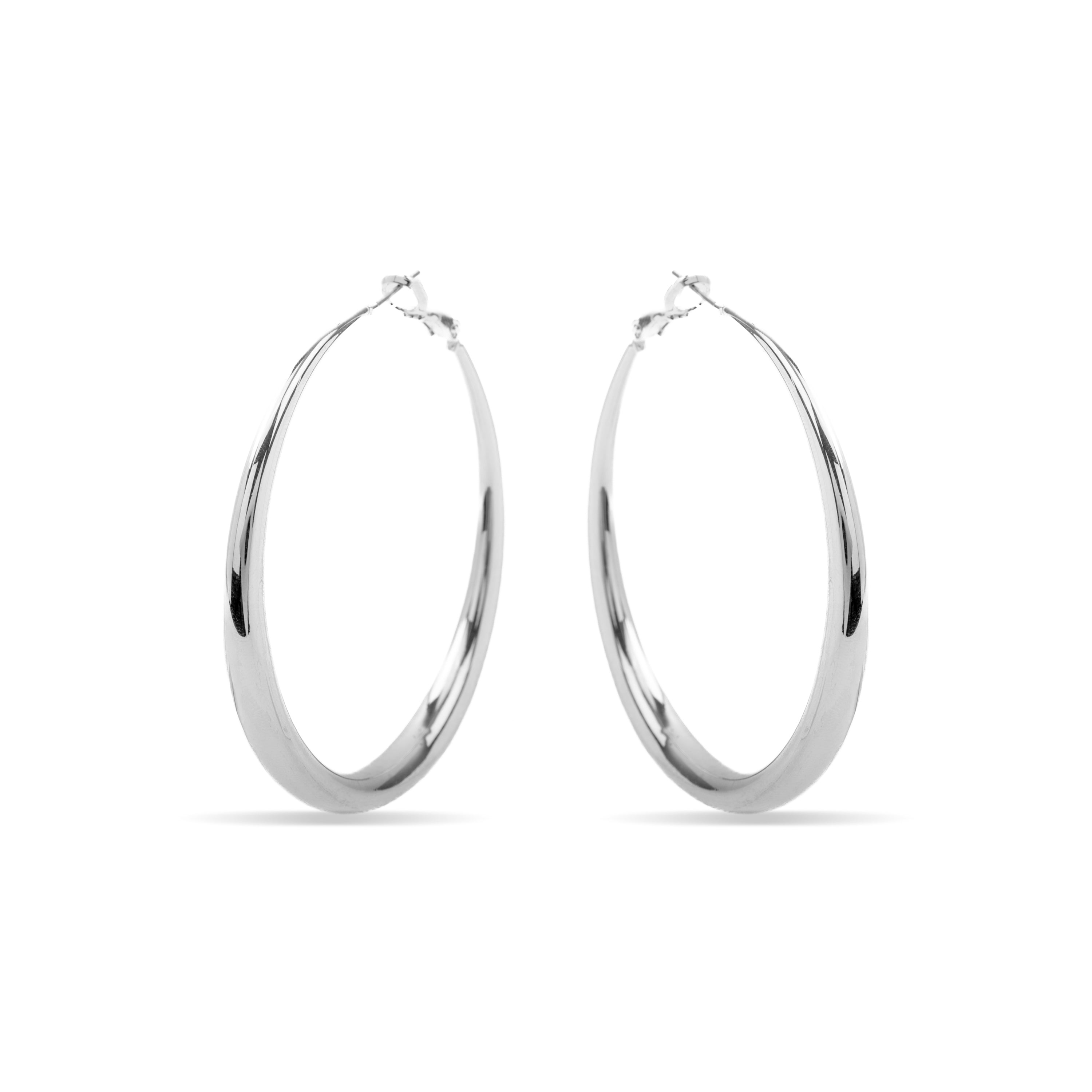 54mm diameter earrings finished in rhodium - Qupa