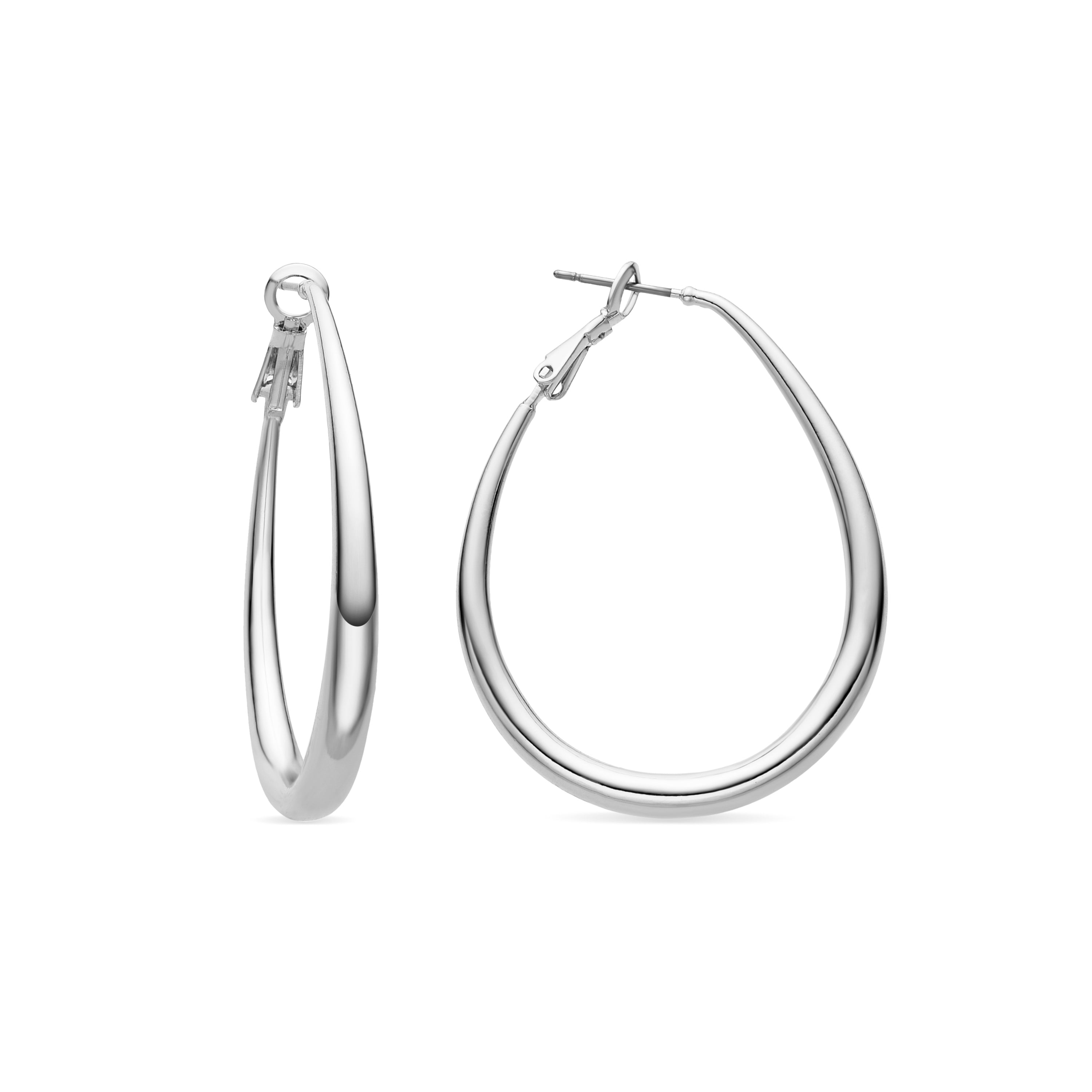 47mm diameter rhodium finish earrings - Axeir