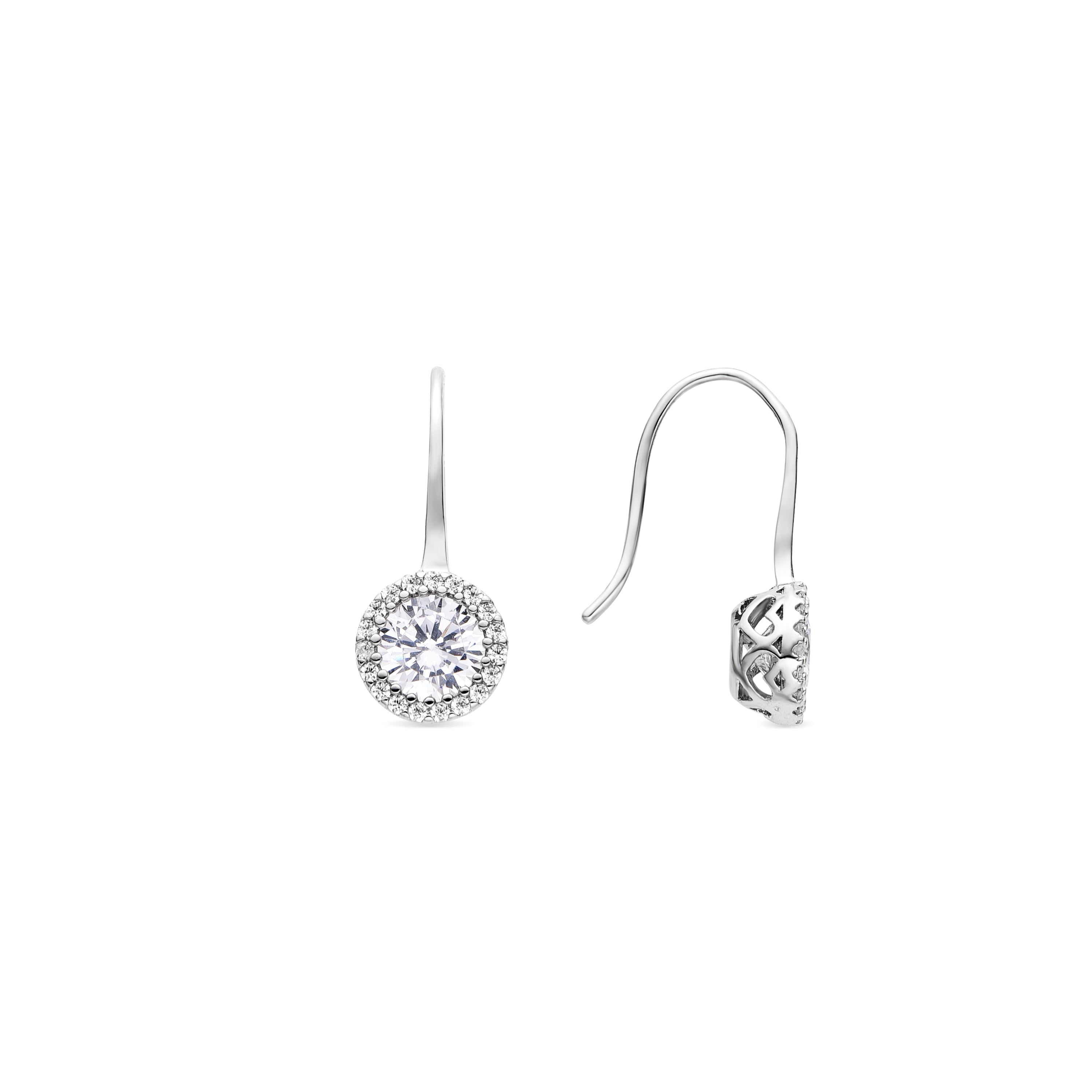Earrings with Brilliant Zirconia silver finish - Tisab