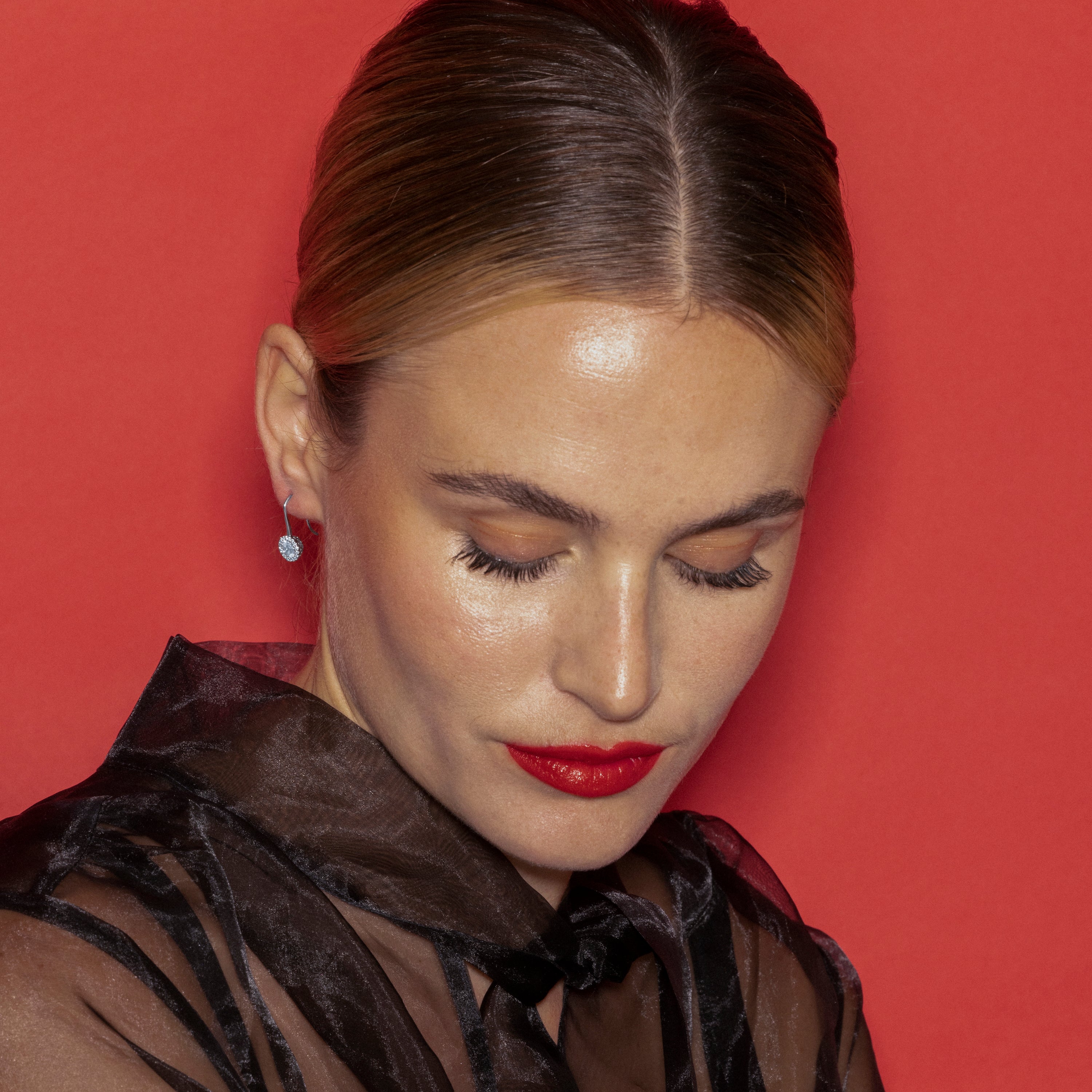 Earrings with Brilliant Zirconia silver finish - Tisab