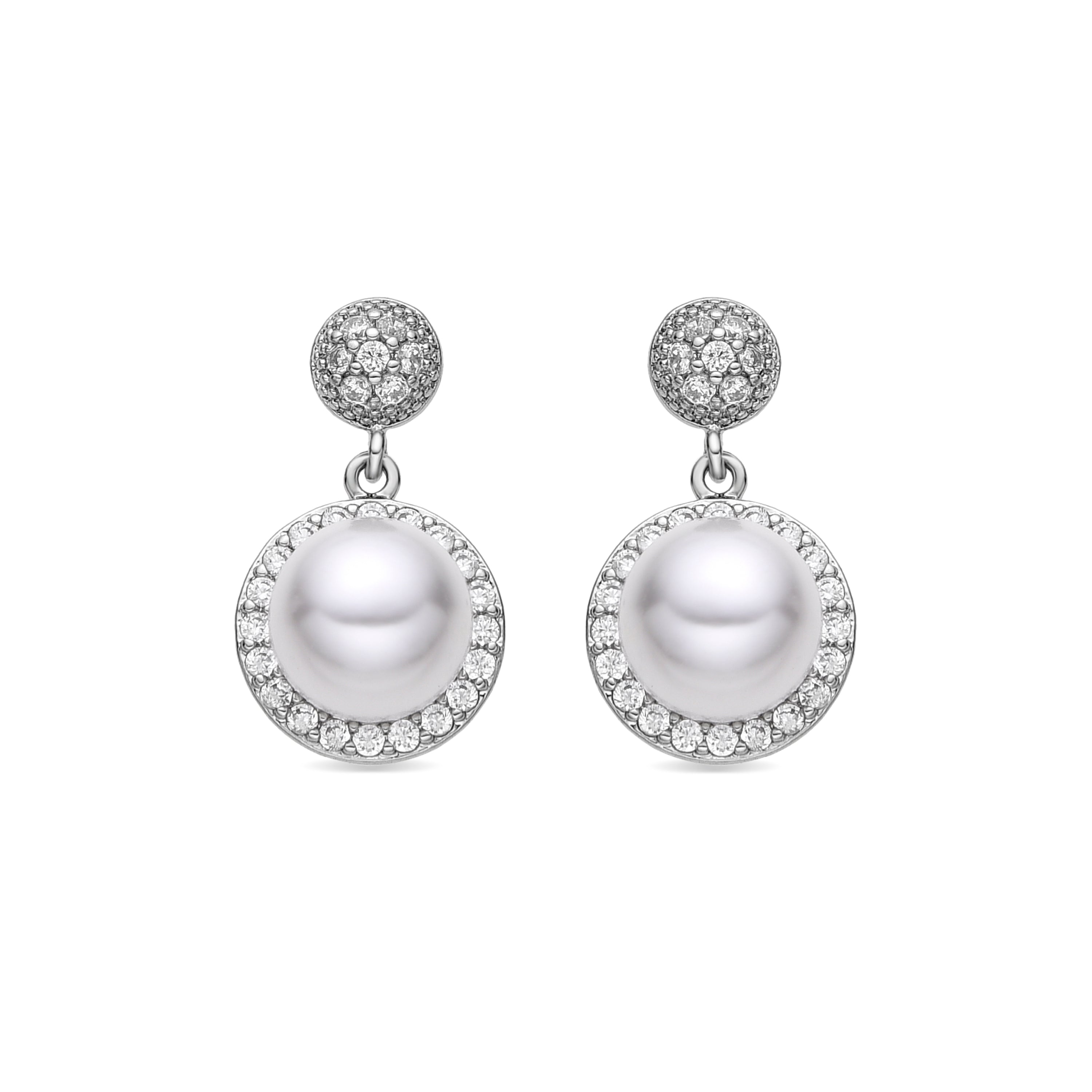 White Pearl Earrings with Silver Finish - Saali