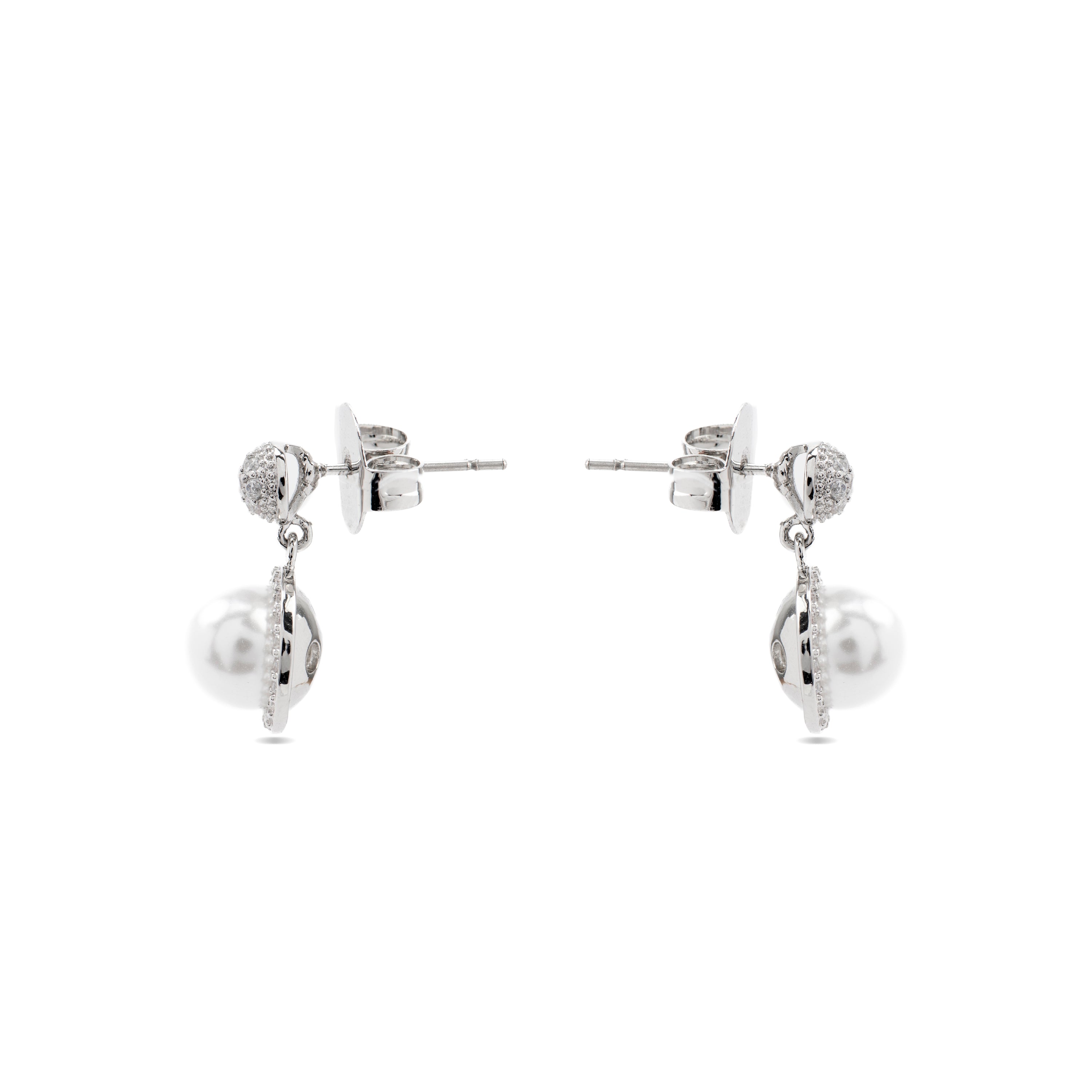 Boucles d'oreilles avec Perle Blanche finition argent - Saali