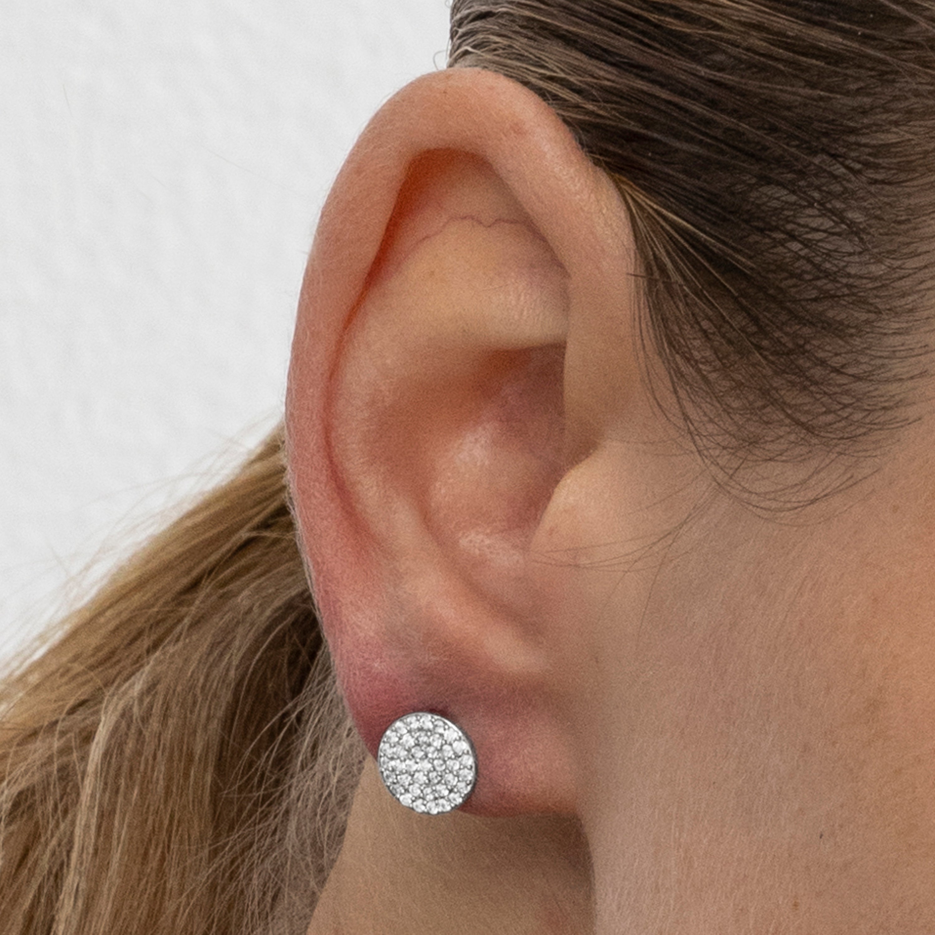 Earrings with Brilliant Zirconia silver finish - Gudpe