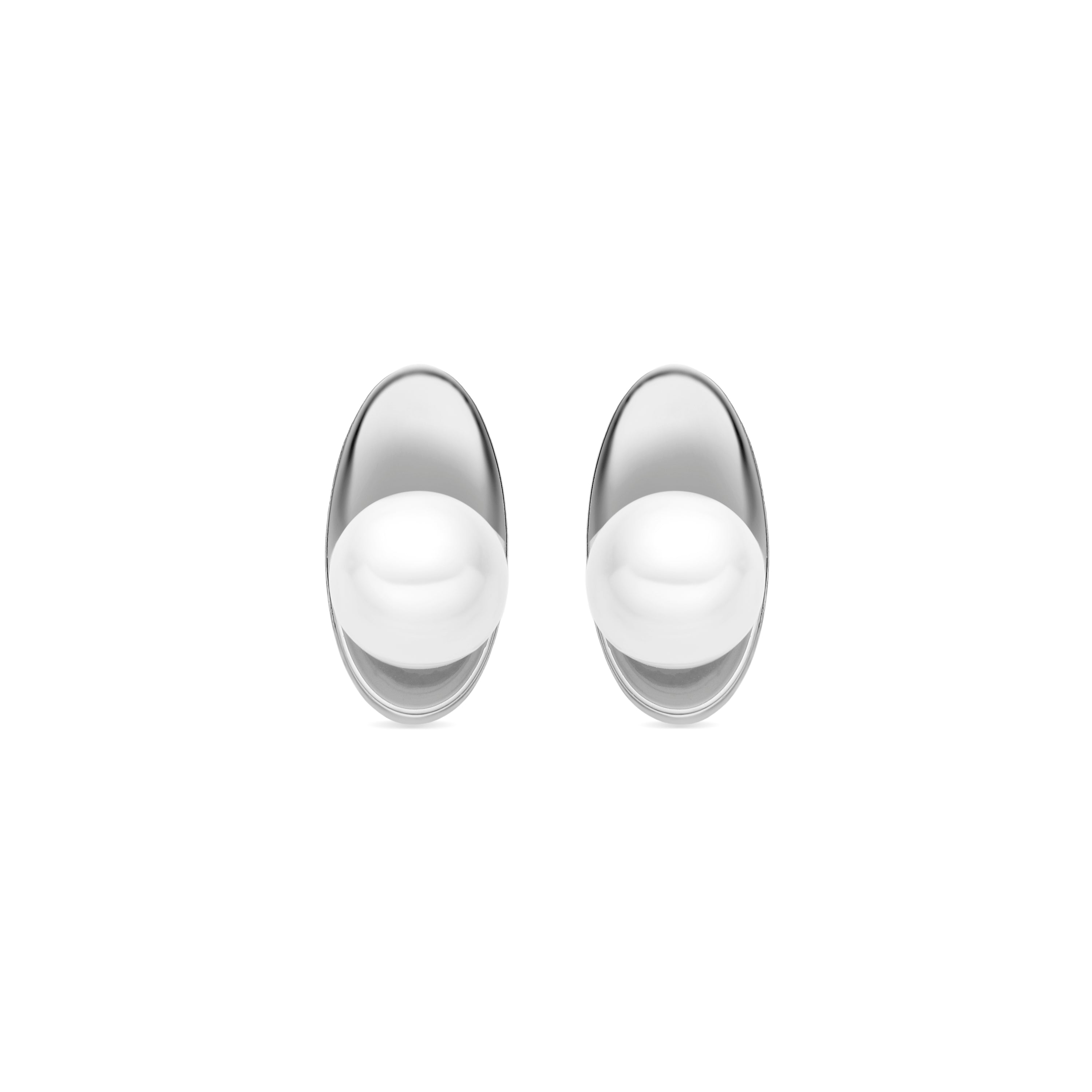 White Pearl Earrings with Silver Finish - Lyhu