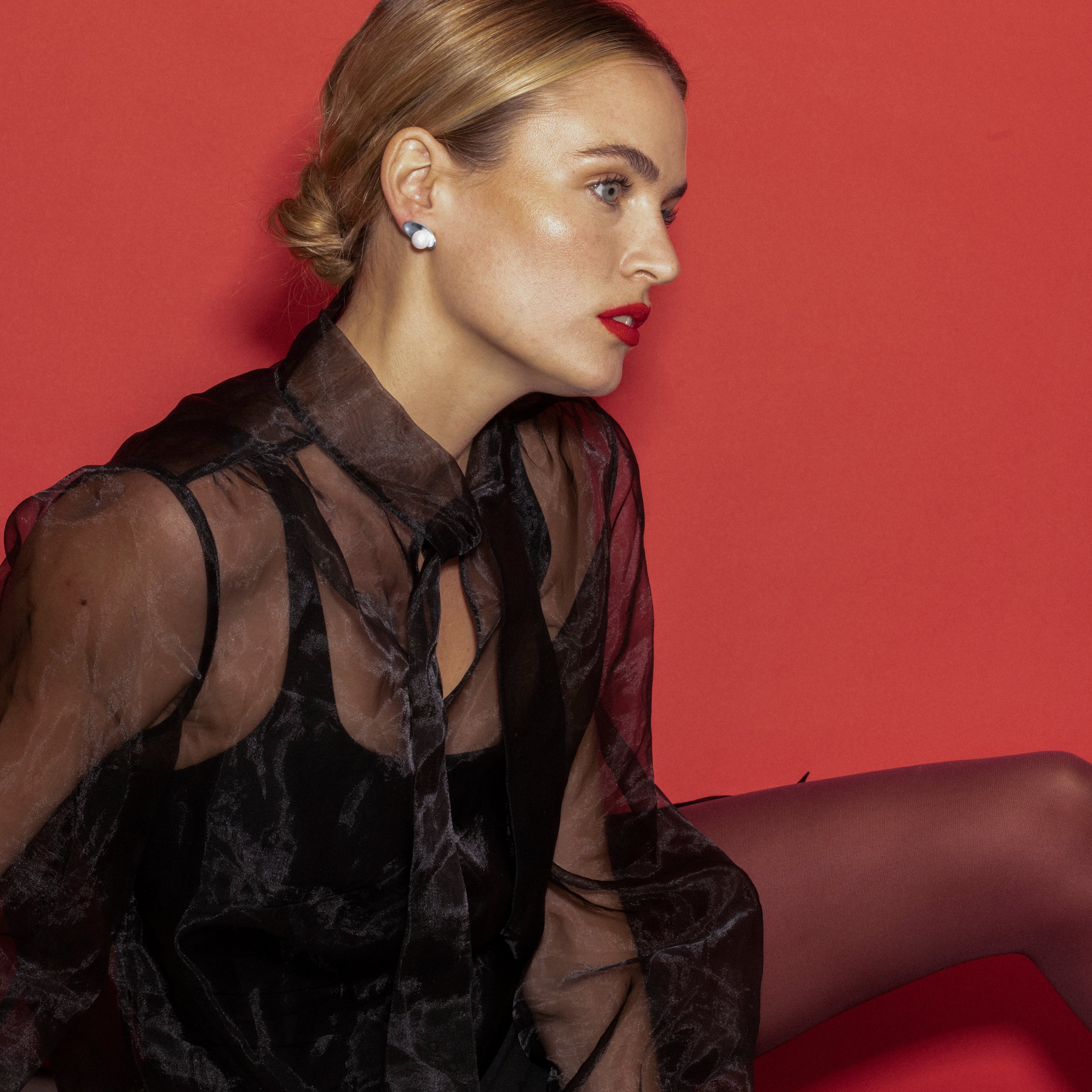 Boucles d'oreilles avec Perle Blanche finition argent - Lyhu