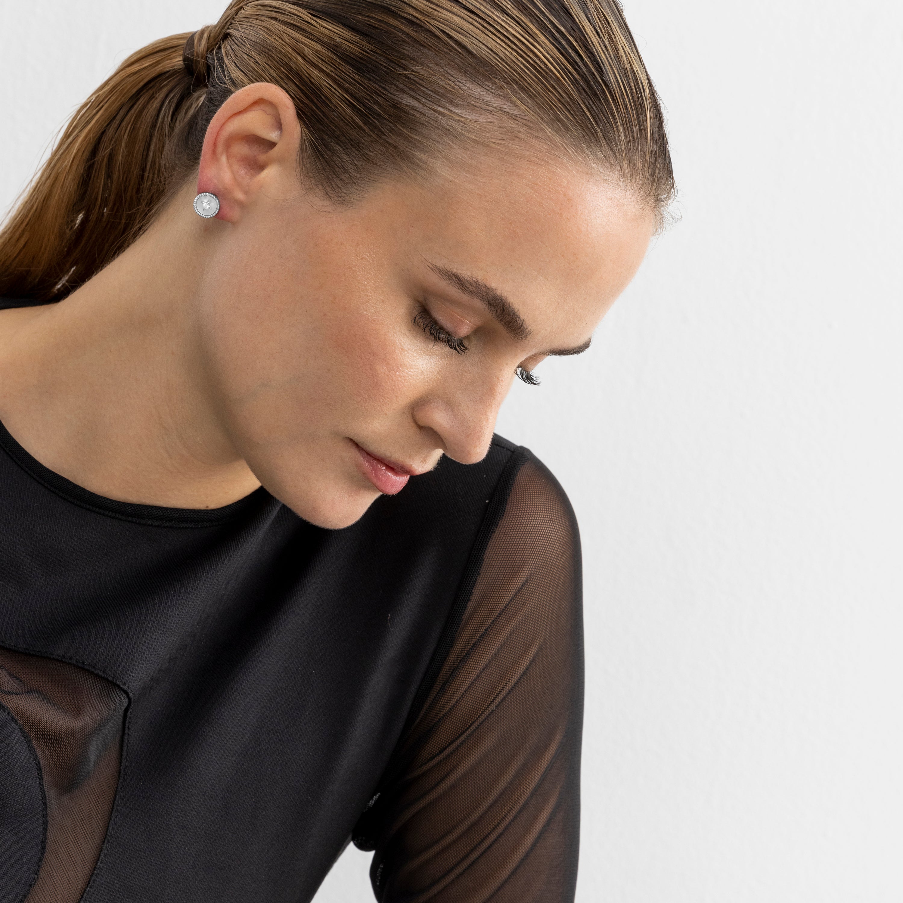 Boucles d'oreilles avec Nacre Blanche finition argent - Lymu