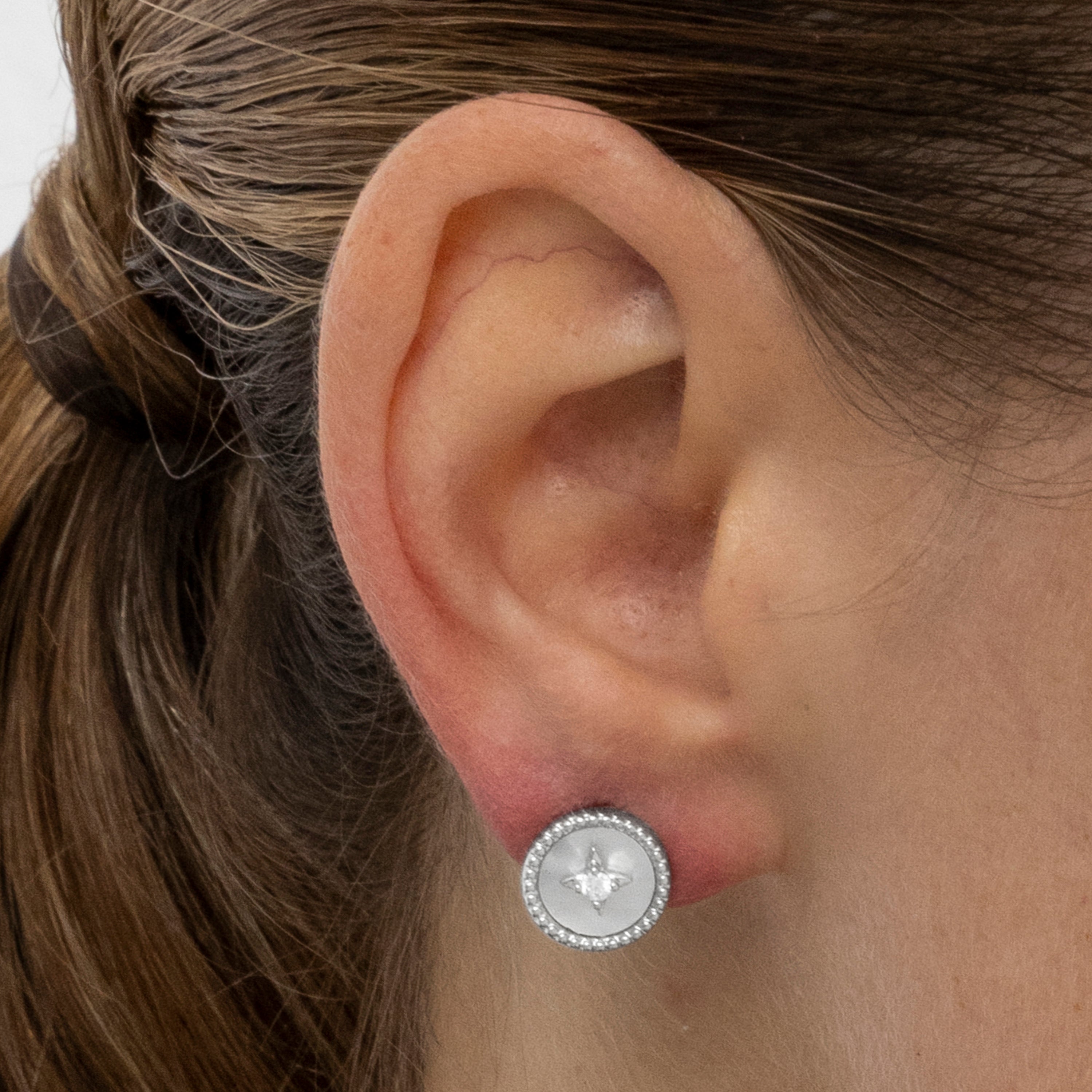 Boucles d'oreilles avec Nacre Blanche finition argent - Lymu