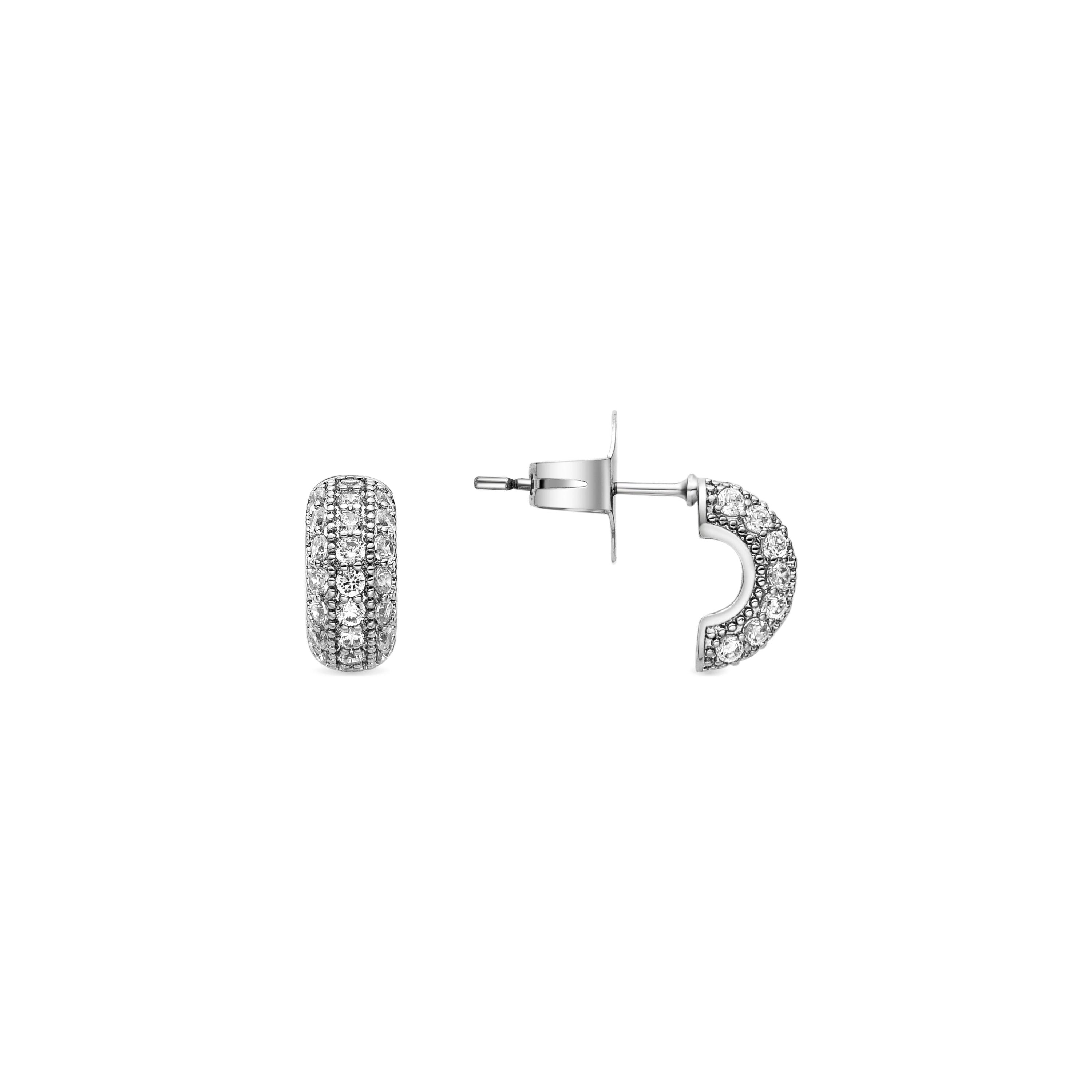 Earrings with Brilliant Zirconia silver finish - Sazia