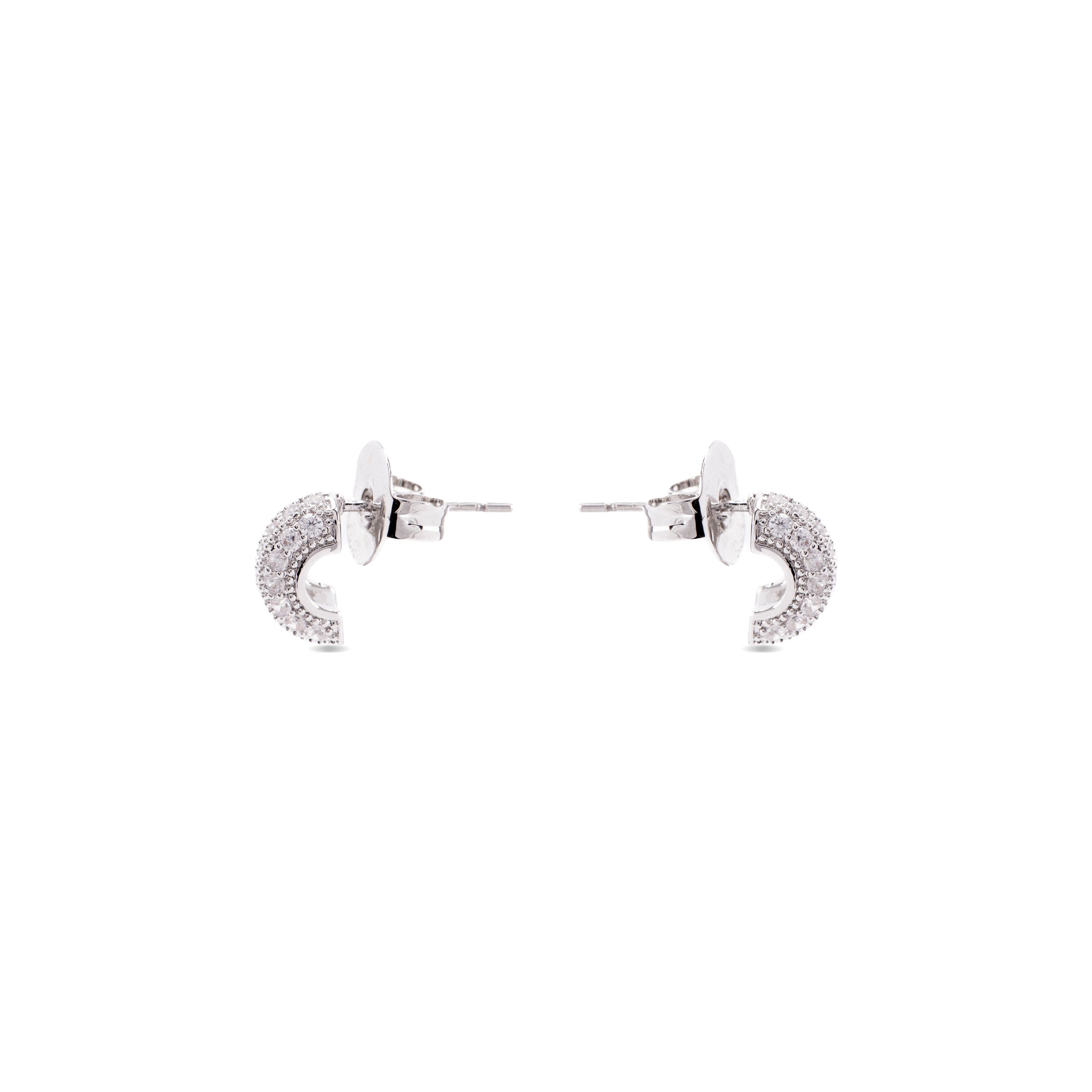Earrings with Brilliant Zirconia silver finish - Sazia