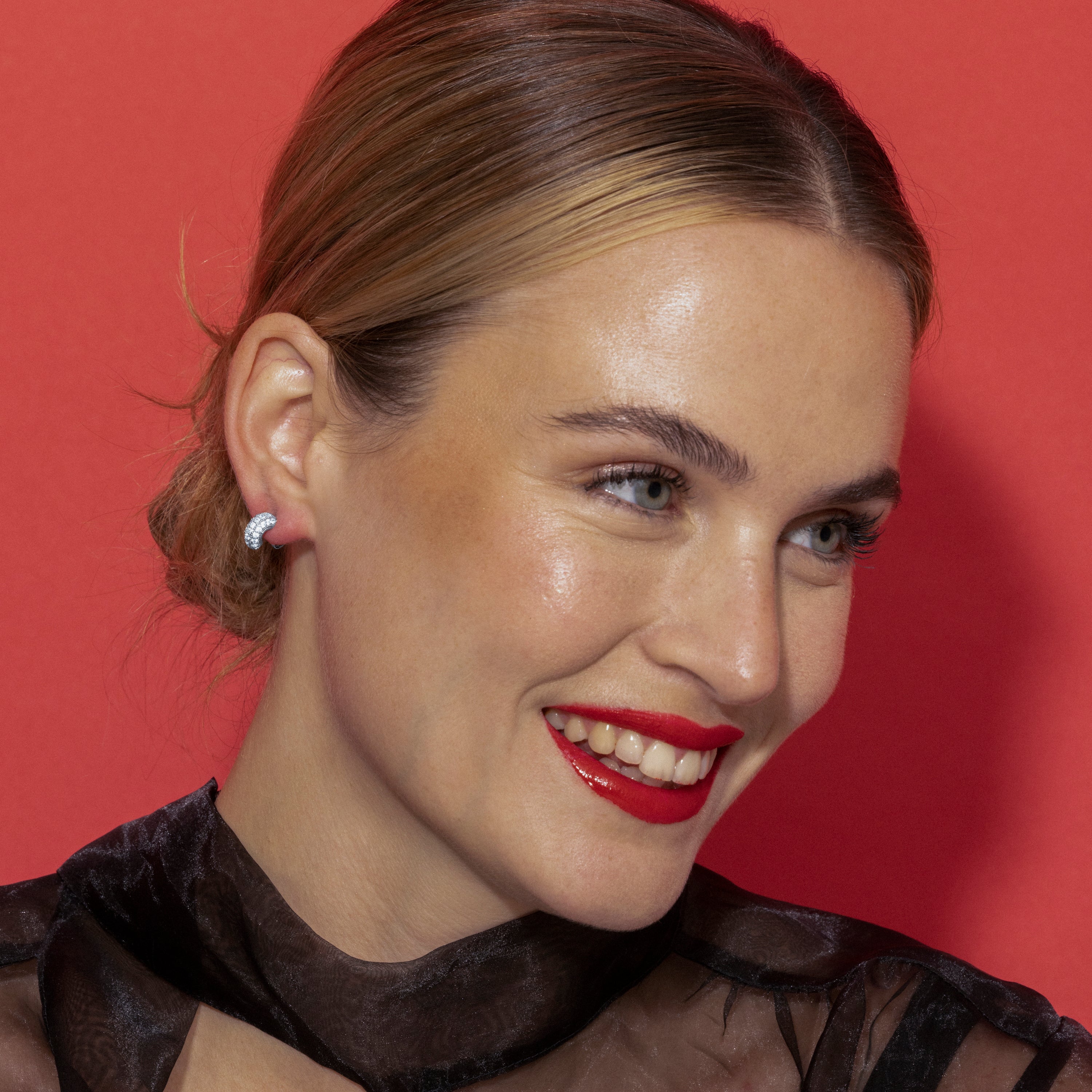 Earrings with Brilliant Zirconia silver finish - Sazia