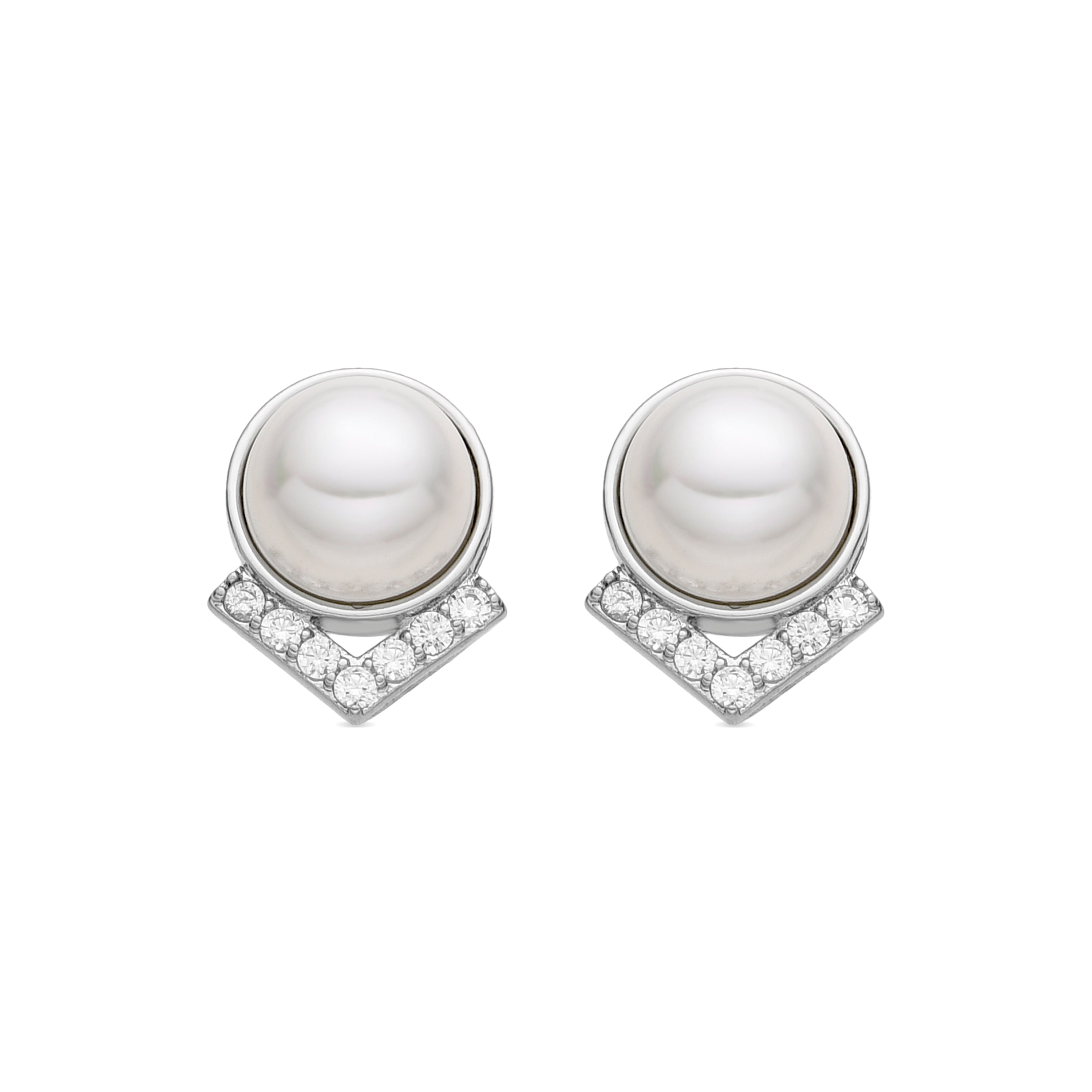 Boucles d'oreilles avec perle blanche finition argent - Erel