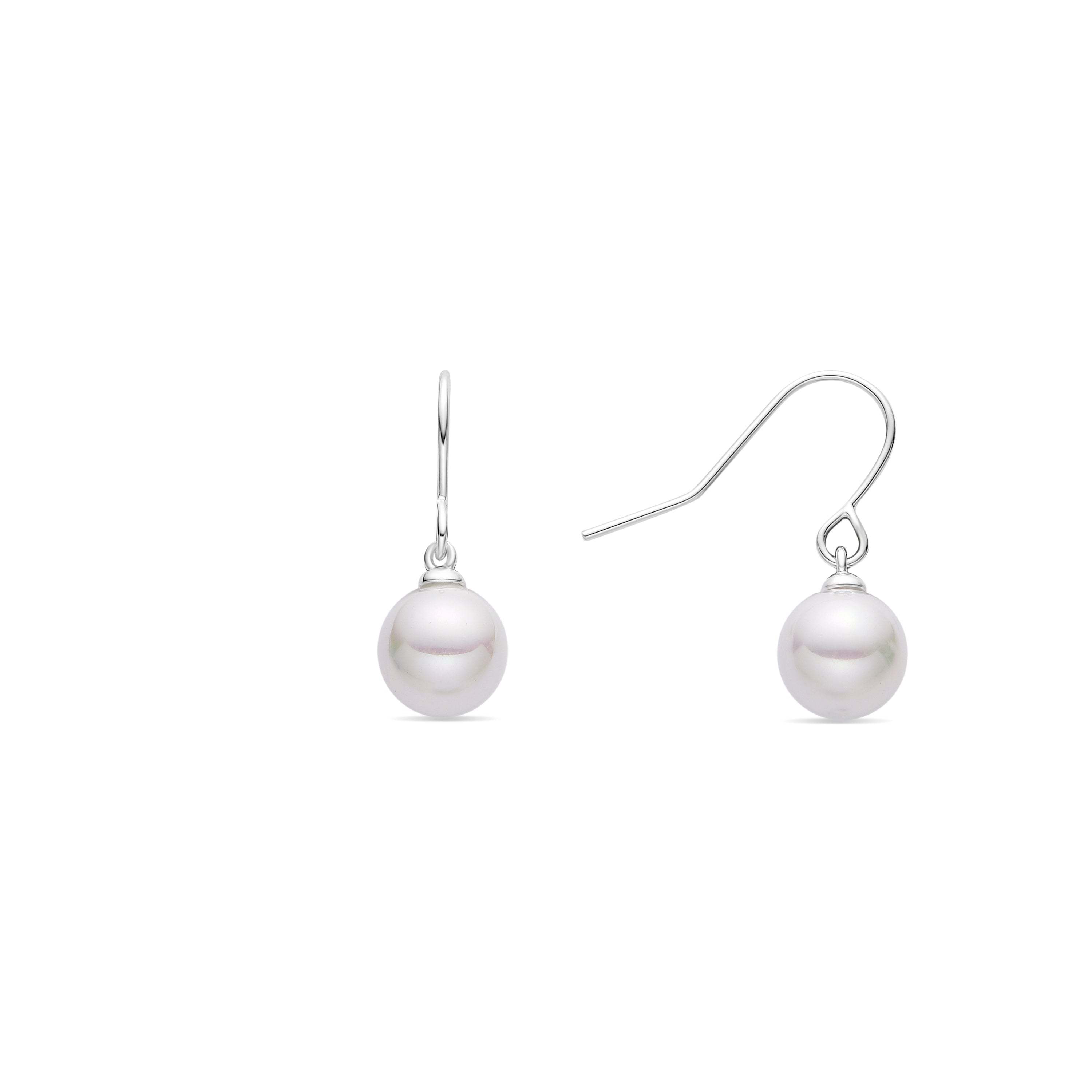 White Pearl Earrings with Silver Finish - Darana