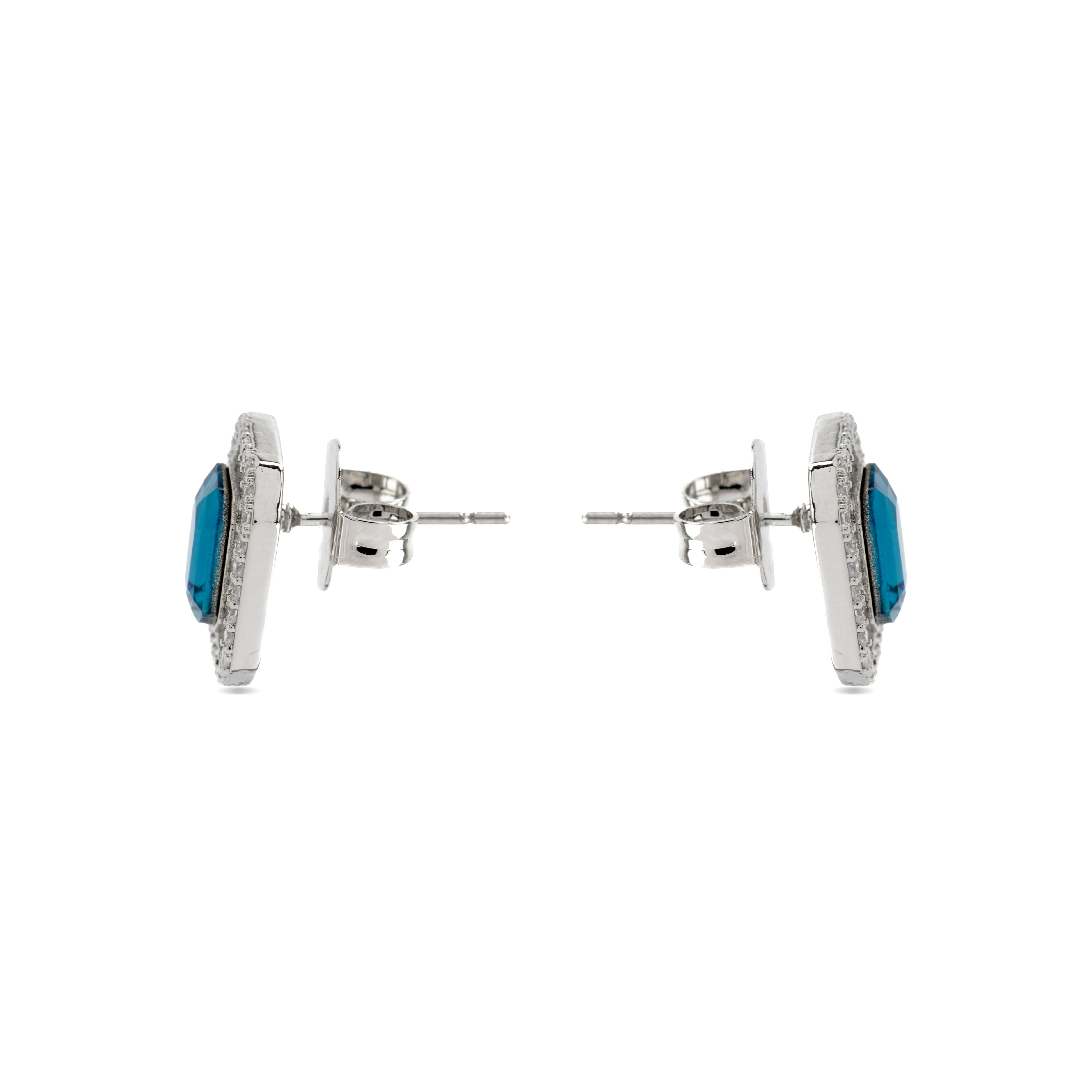 Ohrringe mit blauer Topas-Zirkonia, Silber-Finish - Surin