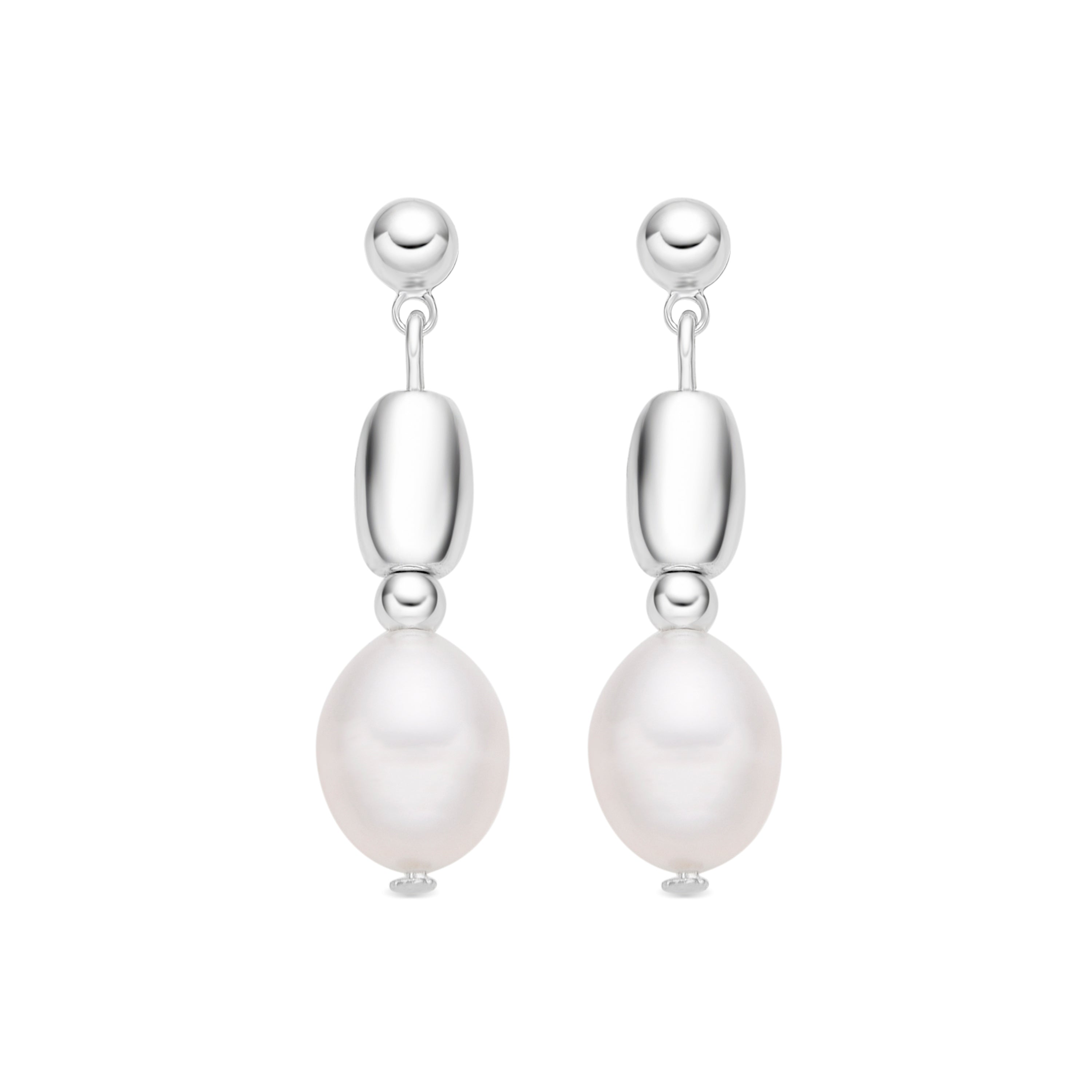 Orecchini con Perla Bianca finitura argento - Amlas