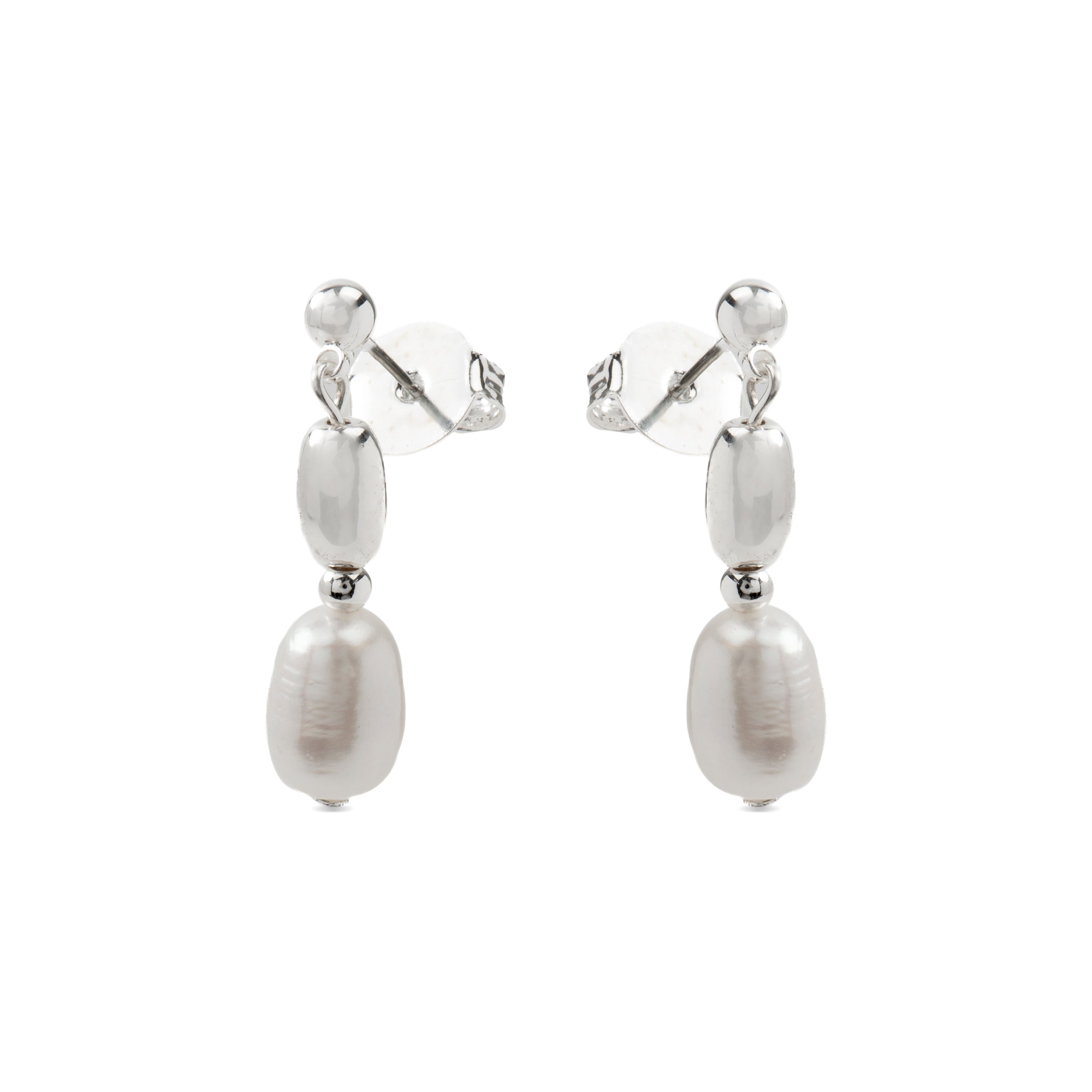Orecchini con Perla Bianca finitura argento - Amlas