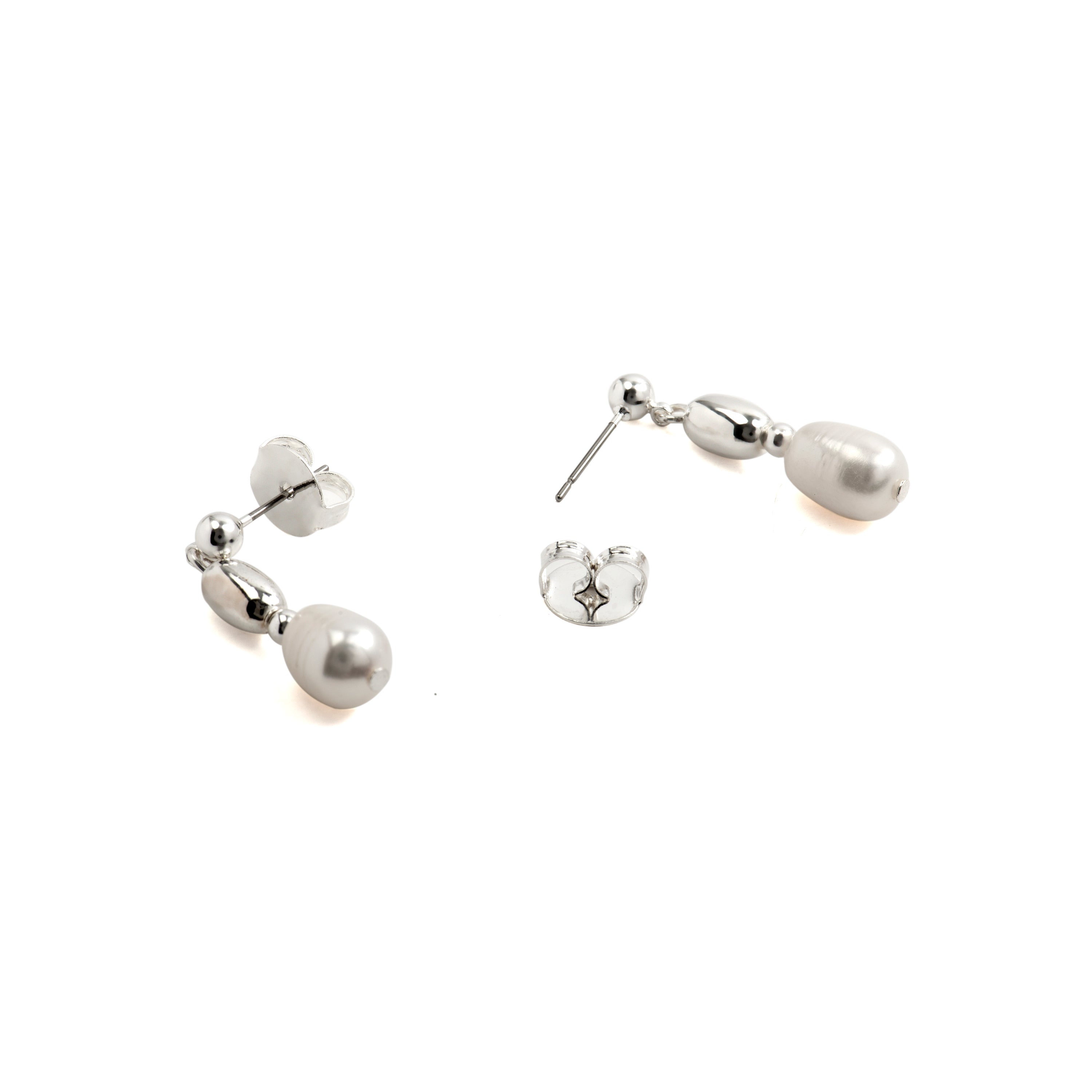 Orecchini con Perla Bianca finitura argento - Amlas
