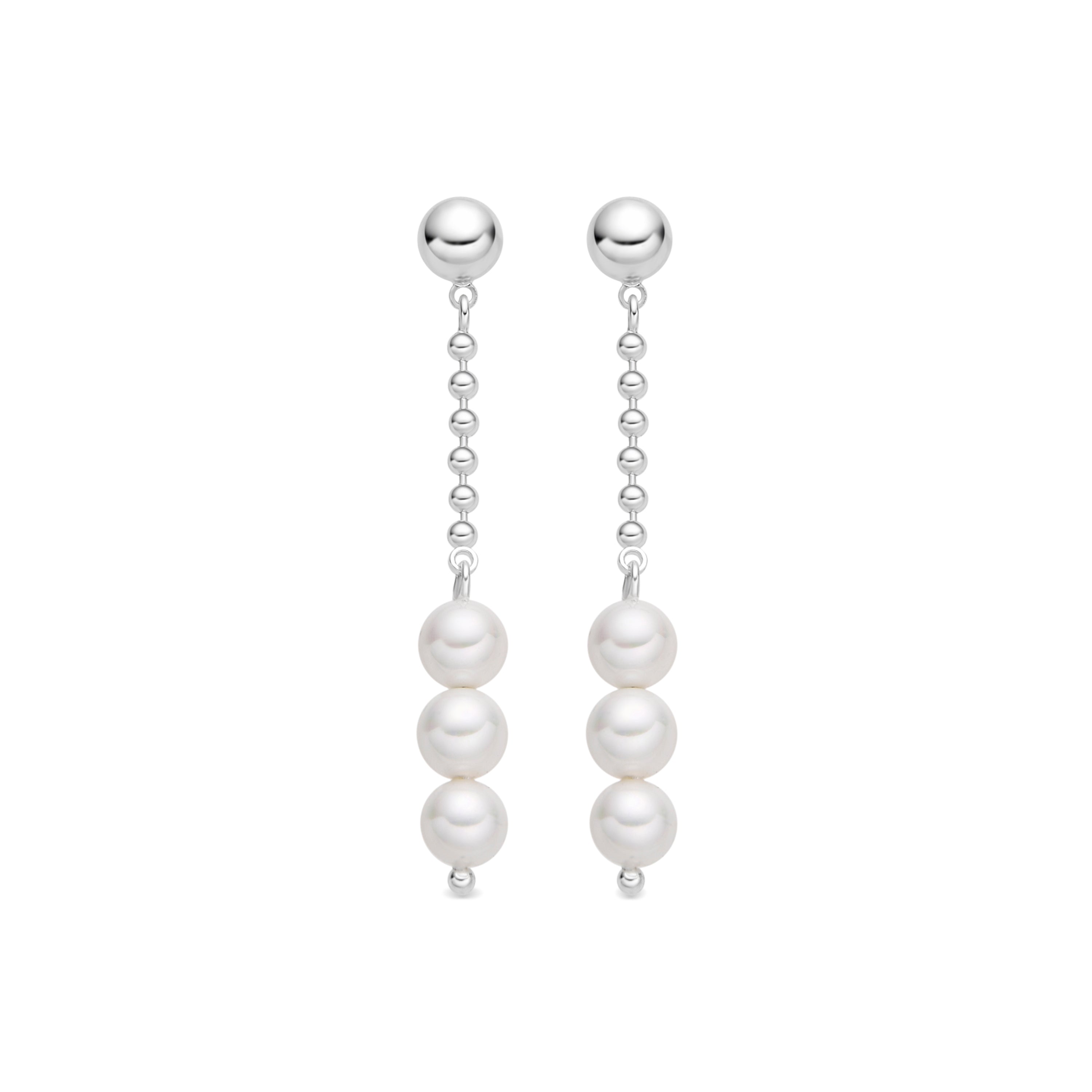 White Pearl Earrings with Silver Finish - Galdin