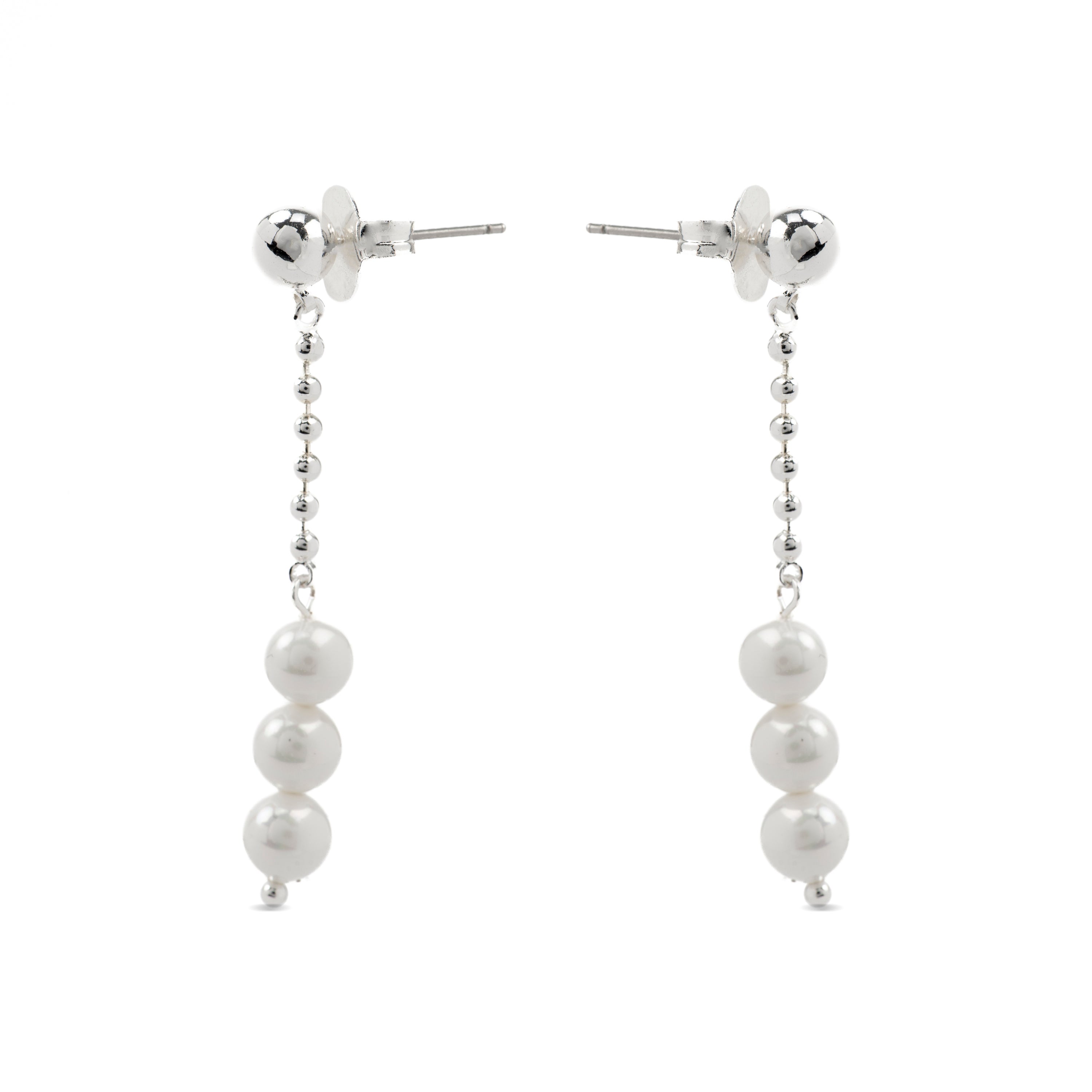 White Pearl Earrings with Silver Finish - Galdin