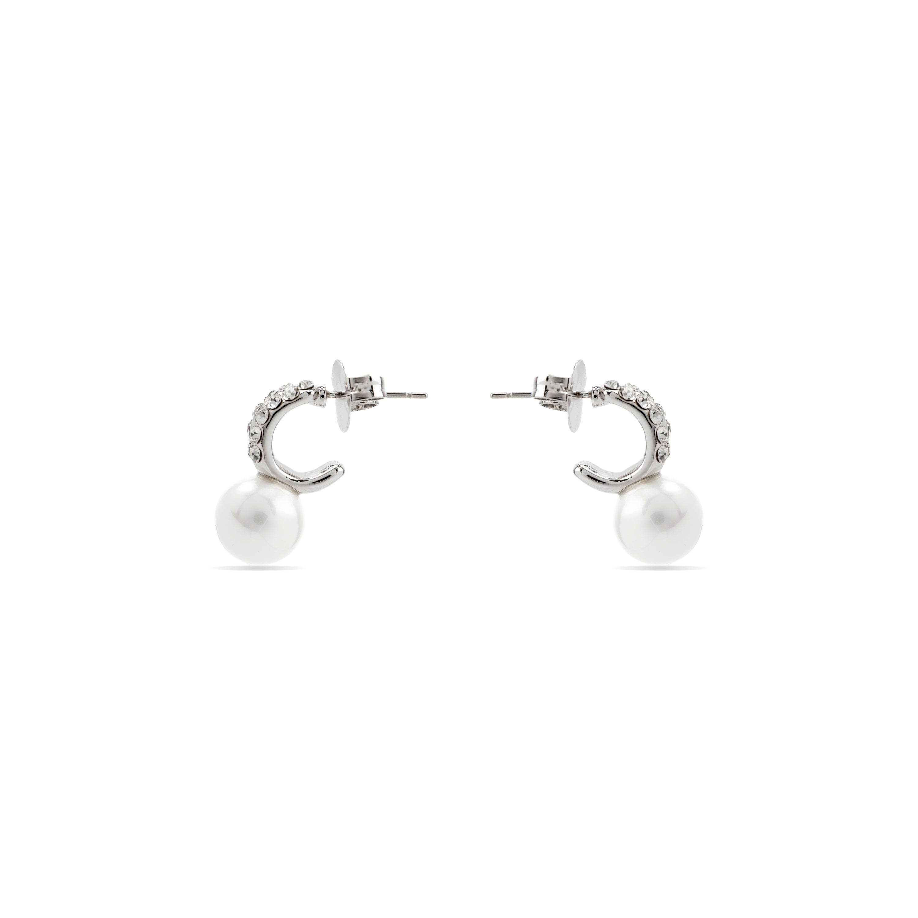 Pendientes con Perla Blanca acabado plata - Lianath