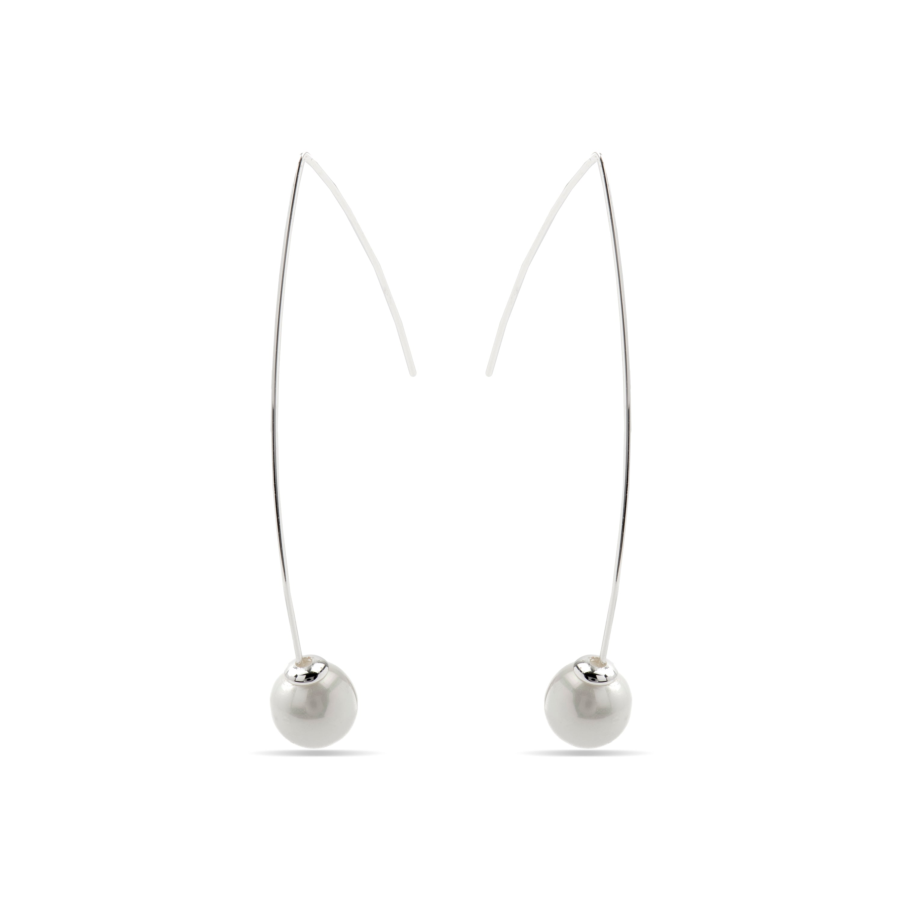 White Pearl Earrings with Silver Finish - Gesis