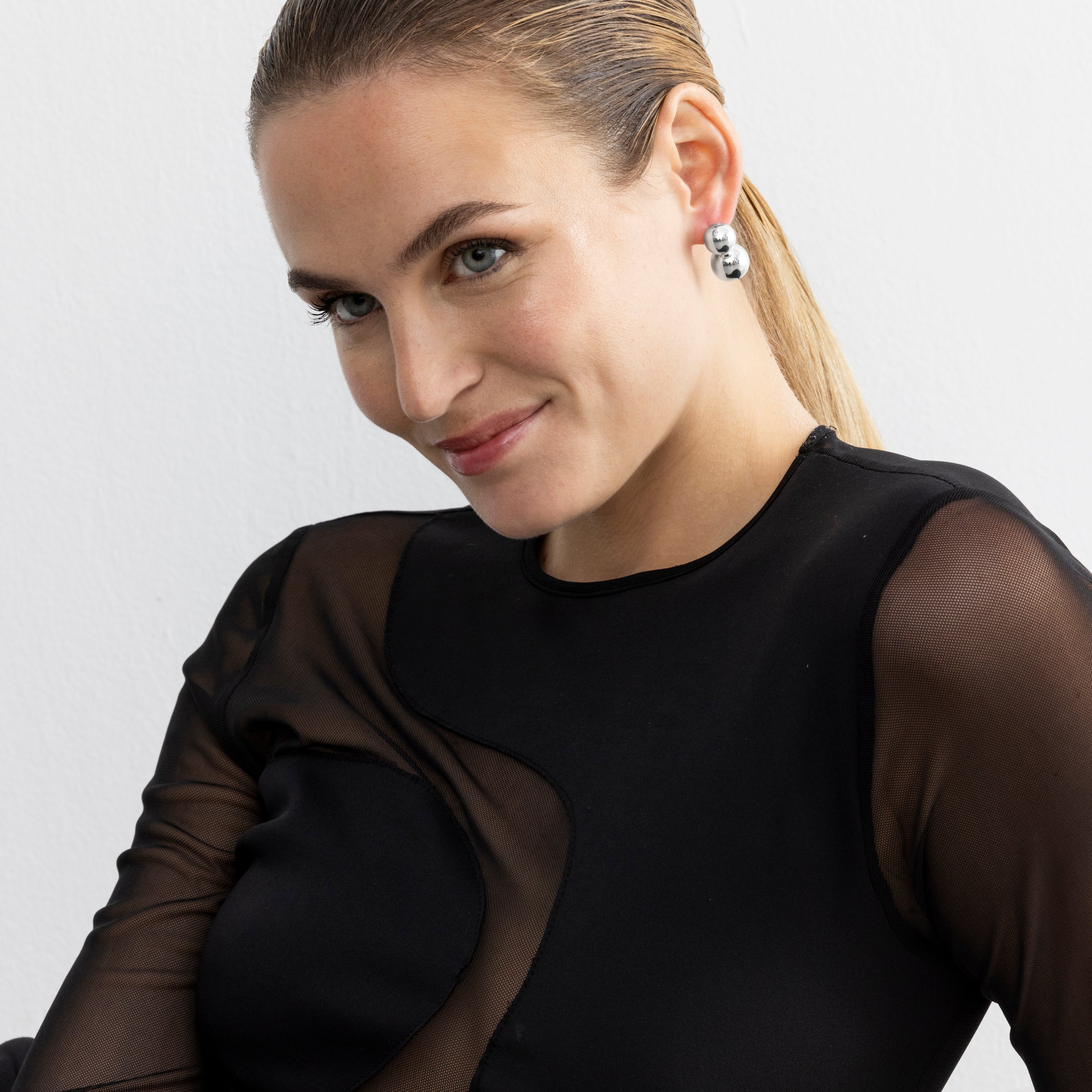 Earrings with - silver finish - Uphe
