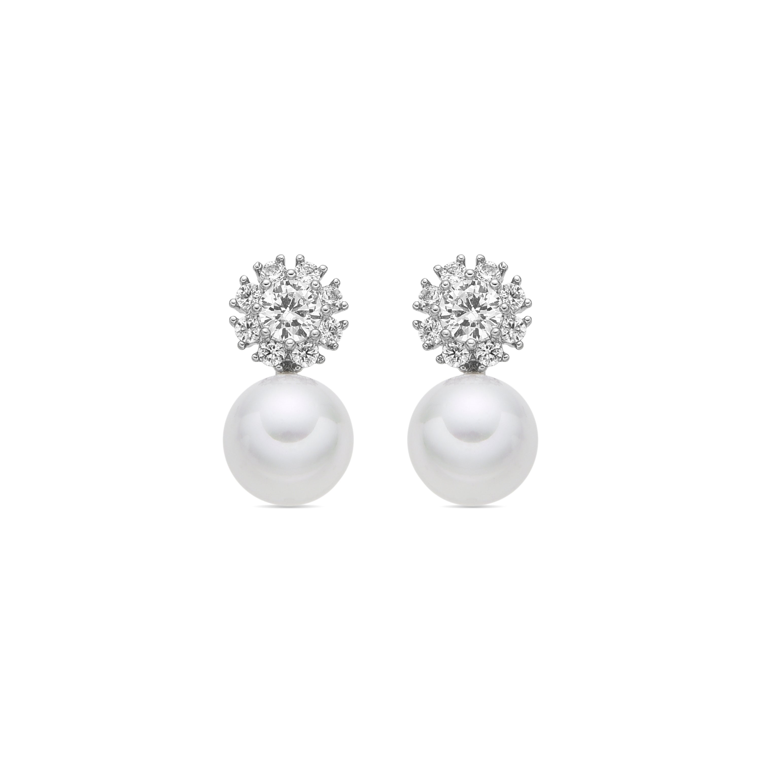 Pendientes acabado plata y Perla Blanca - Zioka