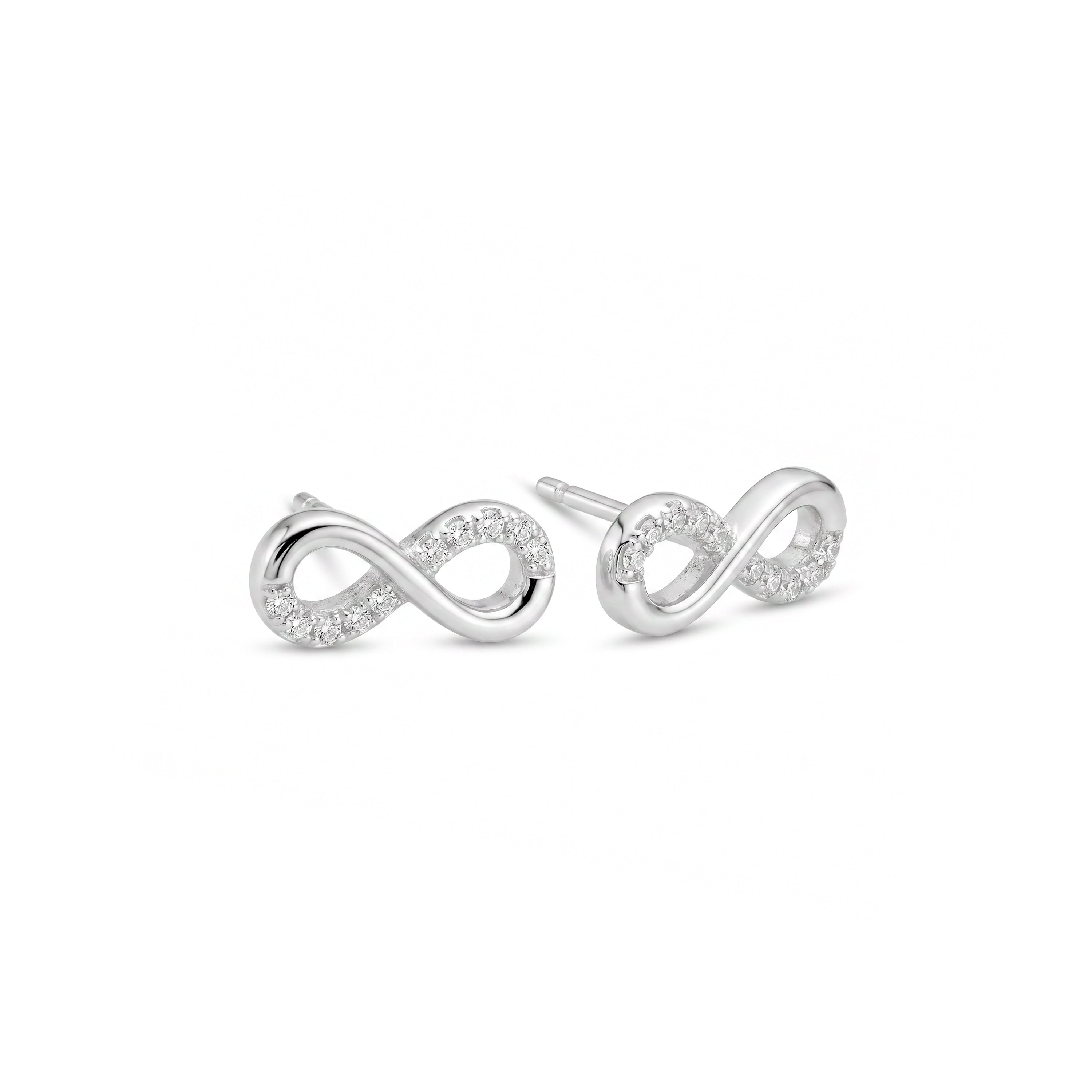 Brilliant Zirconia Earrings with Silver Finish - Lahaj