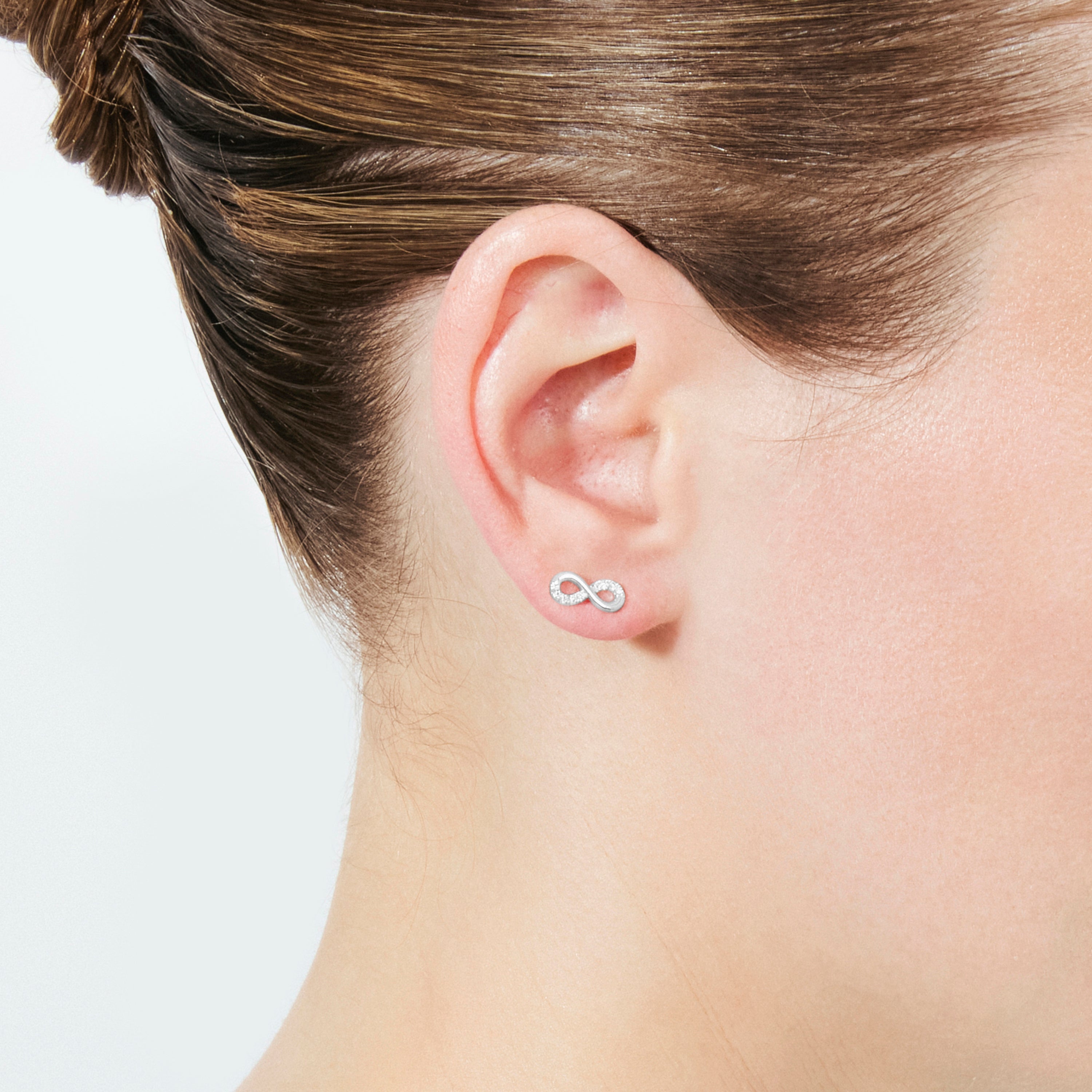 Brilliant Zirconia Earrings with Silver Finish - Lahaj