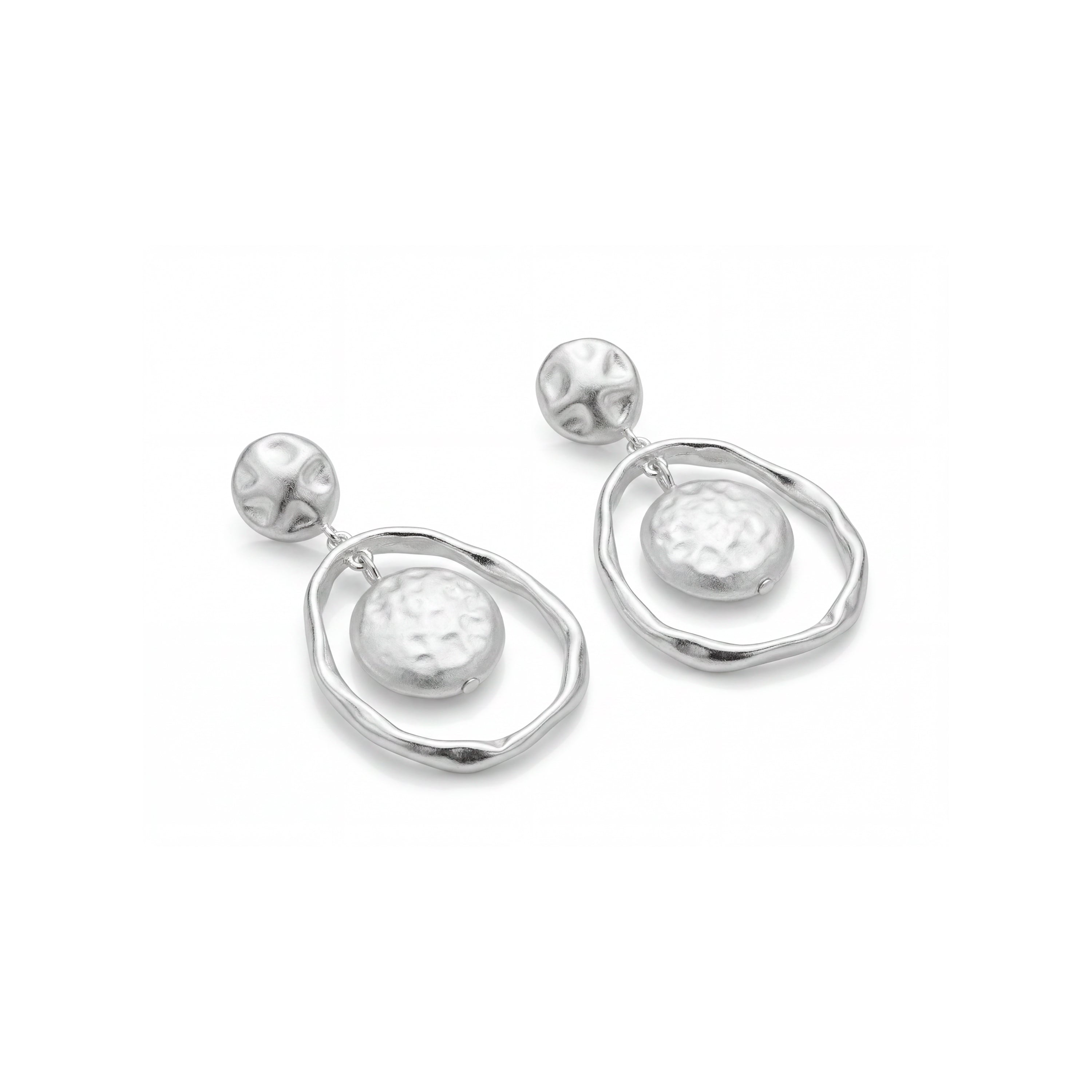 White Pearl Earrings with Silver Finish - Faylaso