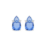 Hydrothermal Quartz Earrings with Lapis Lazuli and Rhodium Finish - Ilkan