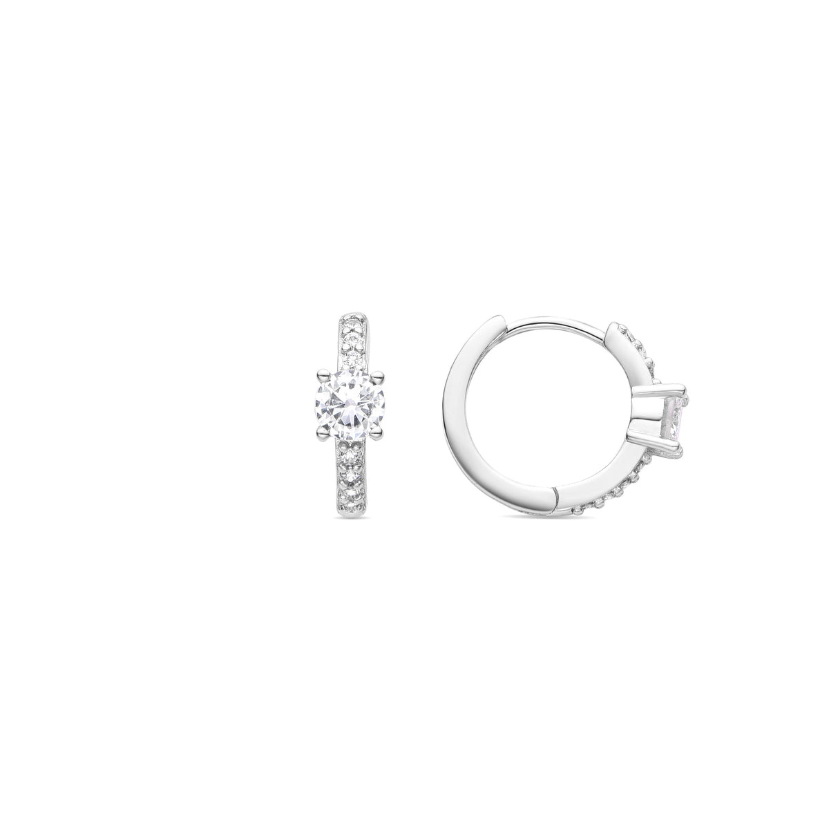 Boucles d'oreilles en zircon brillant finition rhodium - Mahne