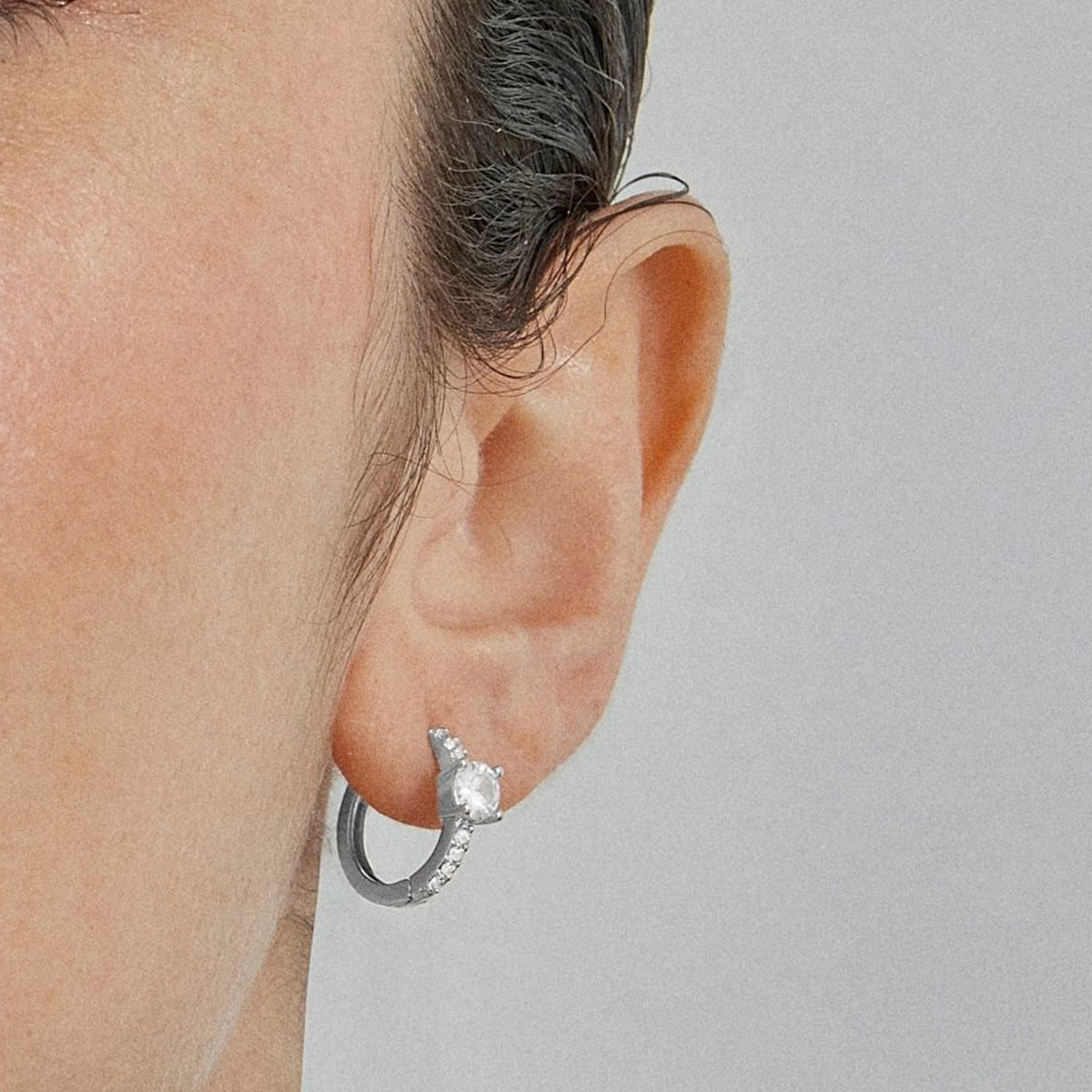 Boucles d'oreilles en zircon brillant finition rhodium - Mahne