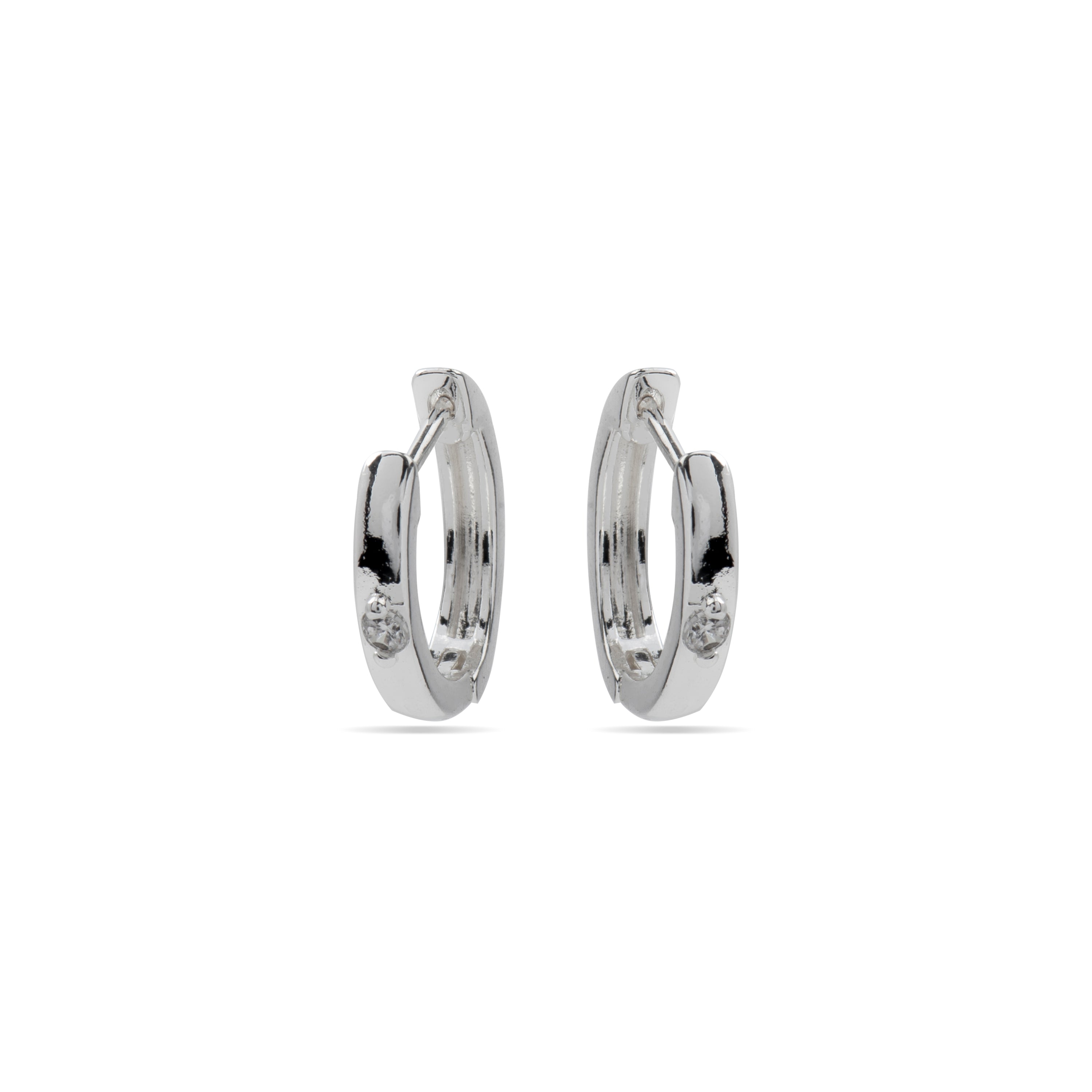 15.5mm diameter earrings with zirconia rhodium finish - Sau