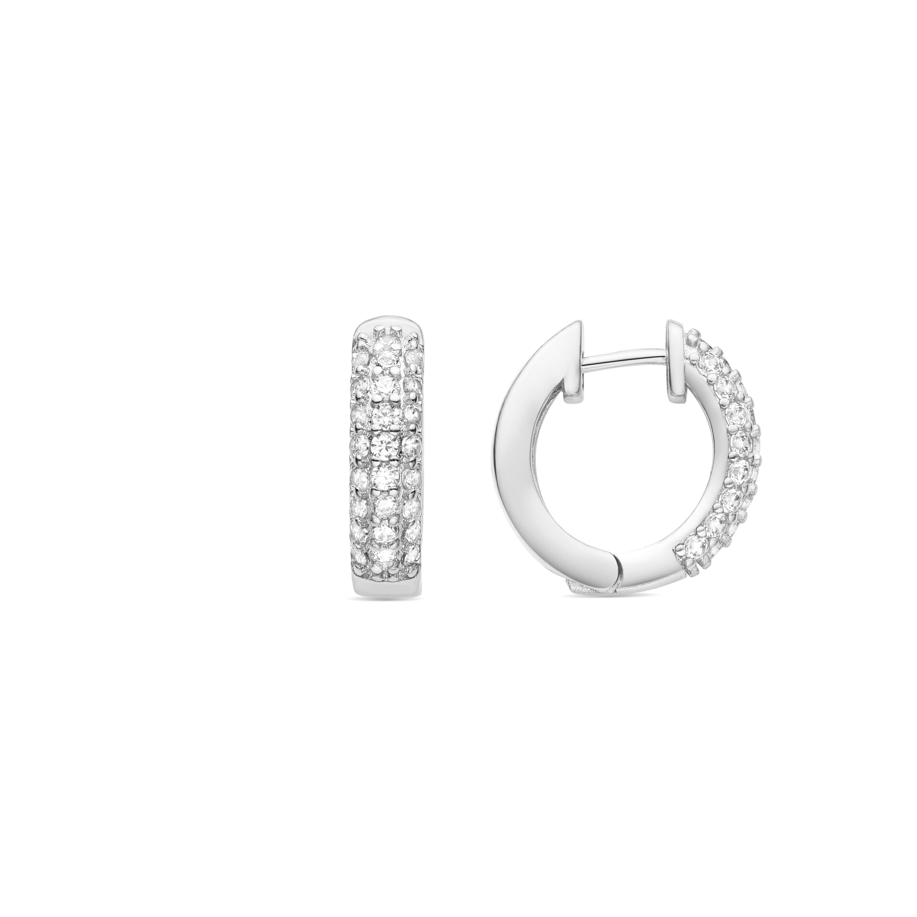 Boucles d'oreilles de 18mm de diamètre avec zirconium finition rhodium - Rieli