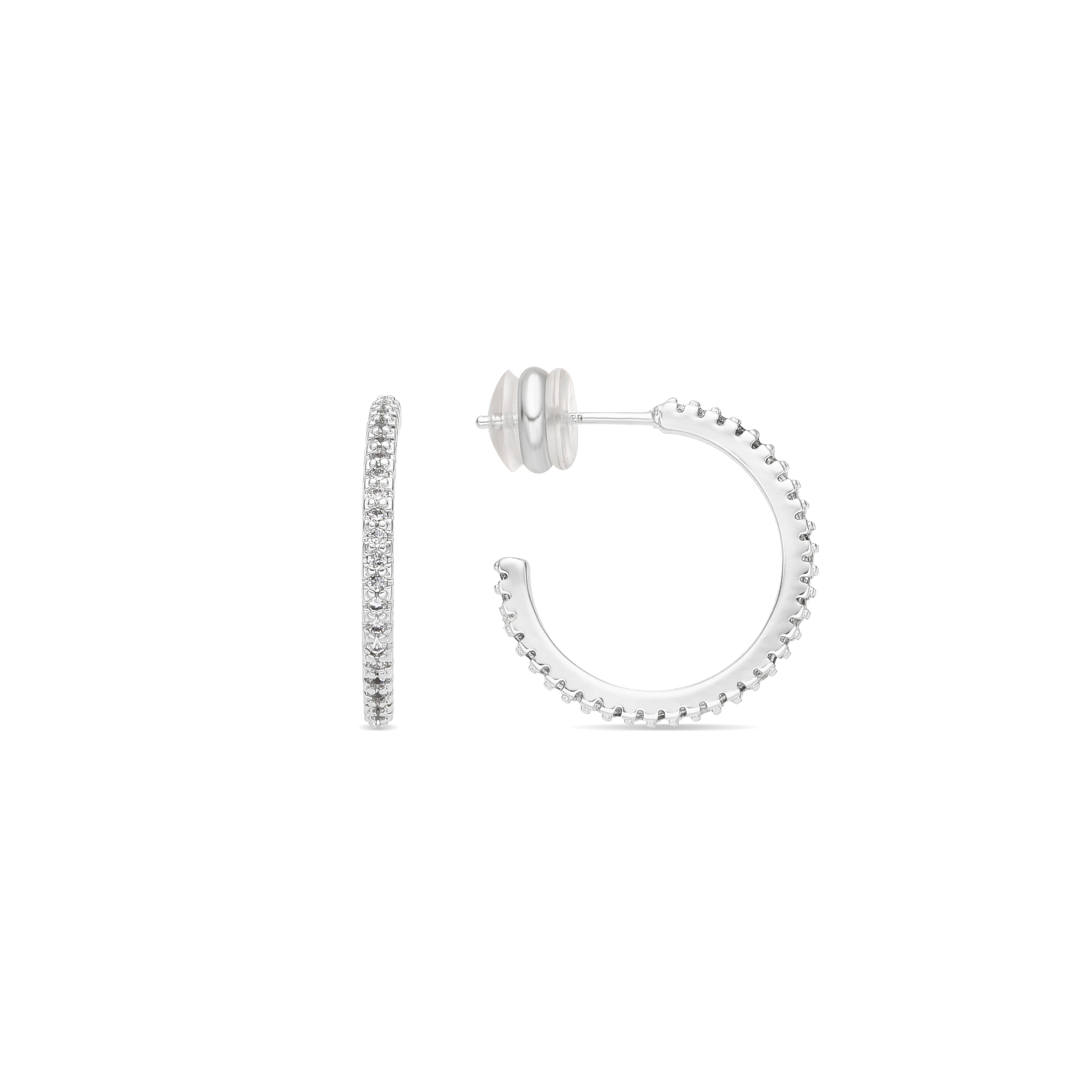 Boucles d'oreilles de 21mm de diamètre finition argent avec zircones - Koson