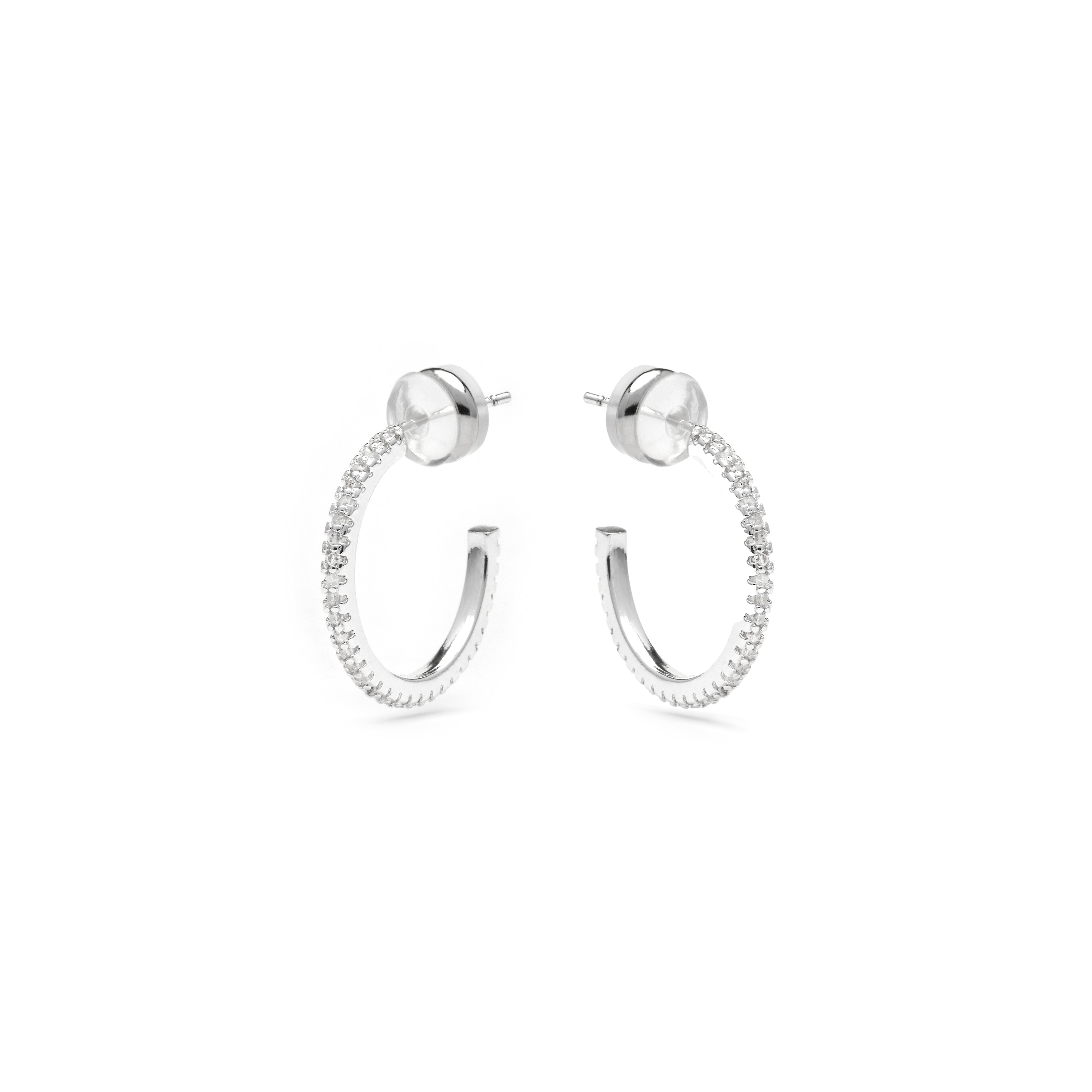 Boucles d'oreilles de 21mm de diamètre finition argent avec zircones - Koson